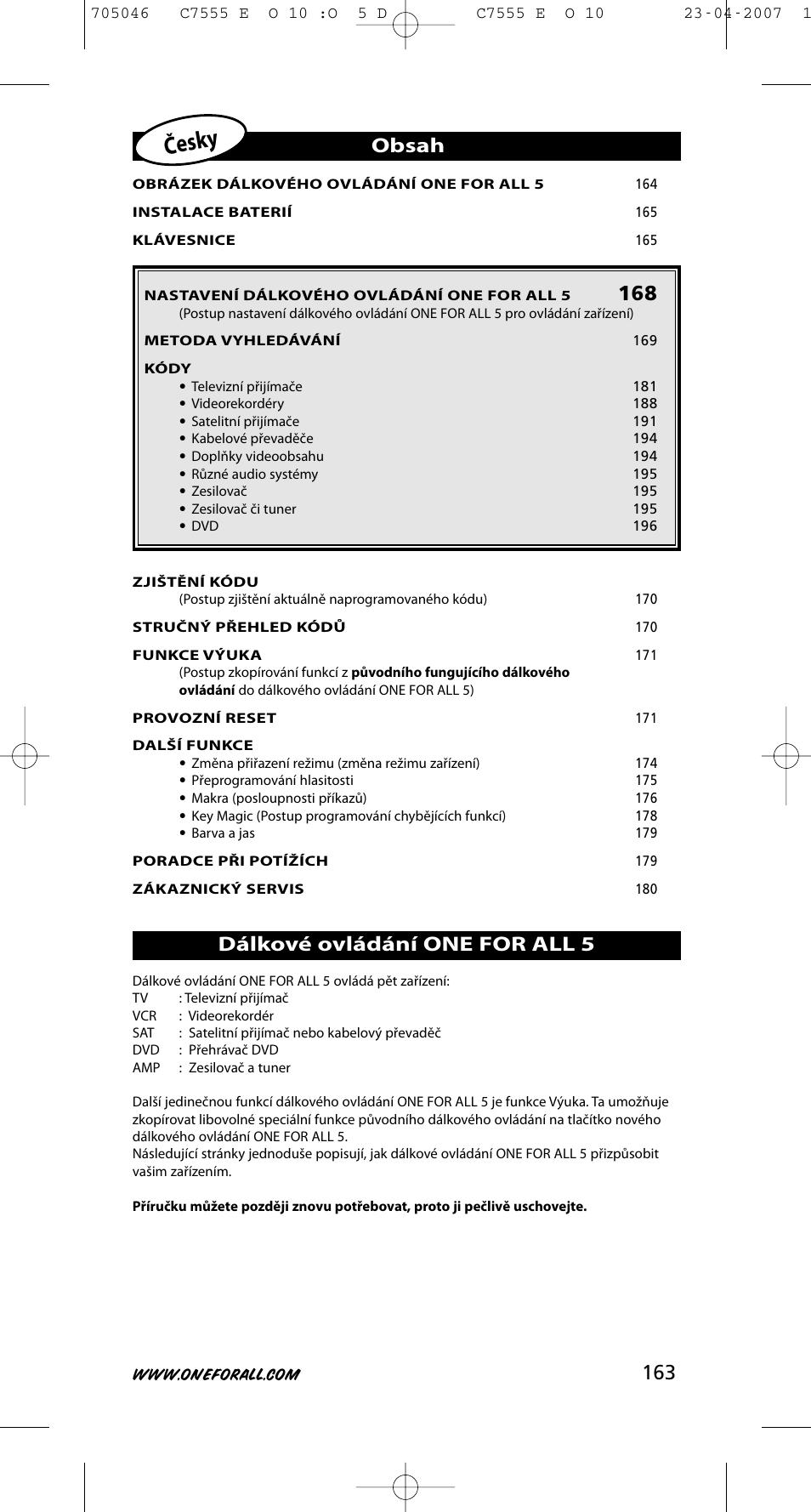 One for All URC-7780 User Manual | Page 164 / 205