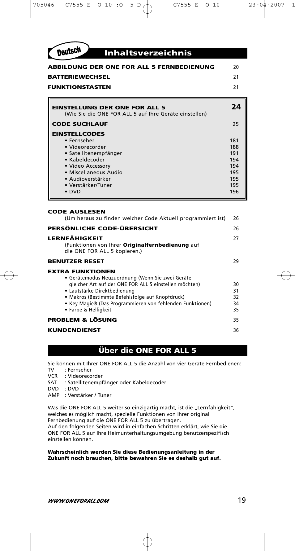 One for All URC-7780 User Manual | Page 20 / 205