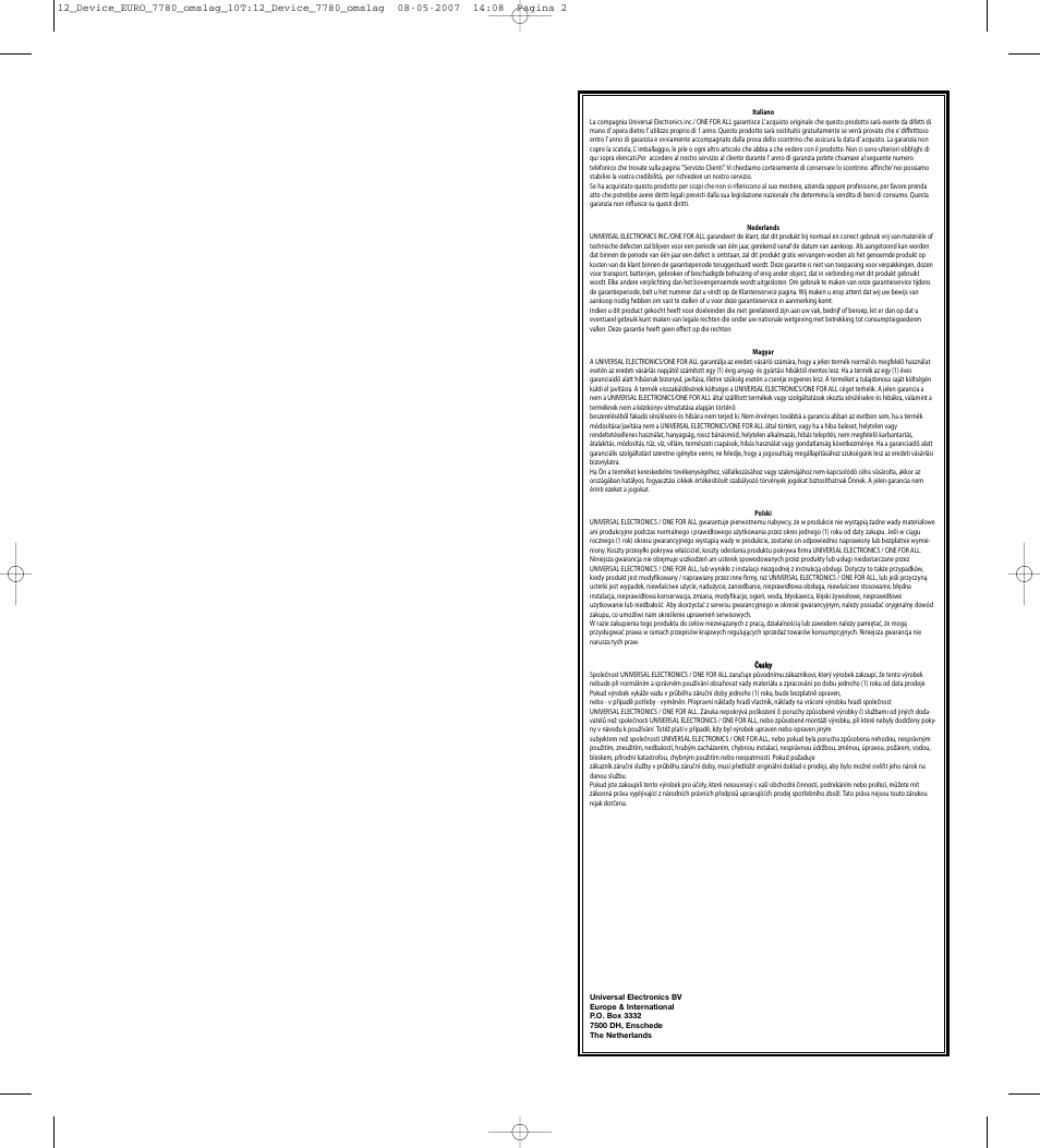 One for All URC-7780 User Manual | Page 204 / 205