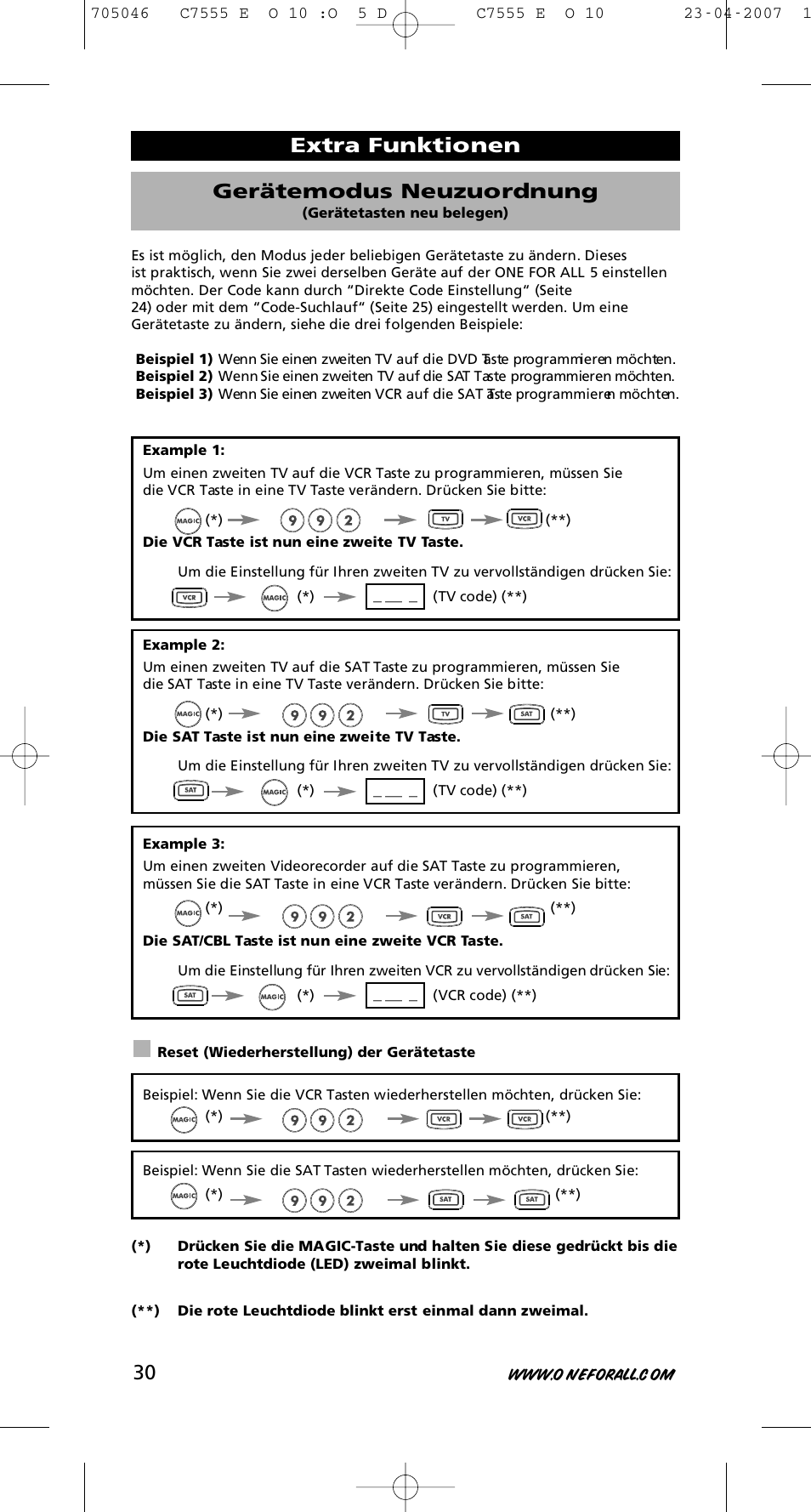 Extra funktionen gerätemodus neuzuordnung | One for All URC-7780 User Manual | Page 31 / 205