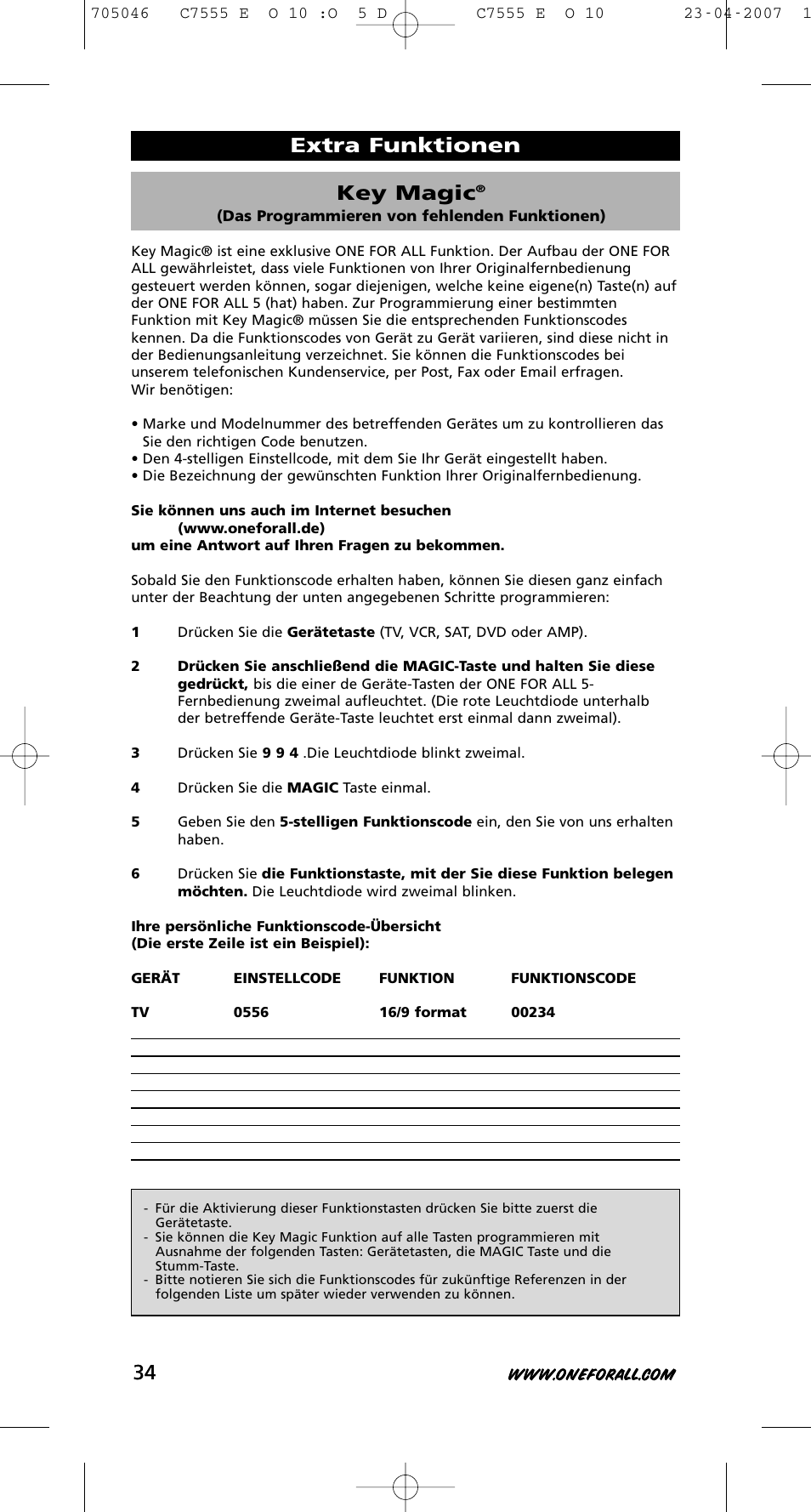 Key magic, Extra funktionen | One for All URC-7780 User Manual | Page 35 / 205