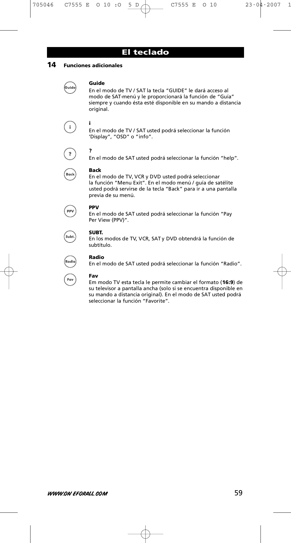 El teclado | One for All URC-7780 User Manual | Page 60 / 205