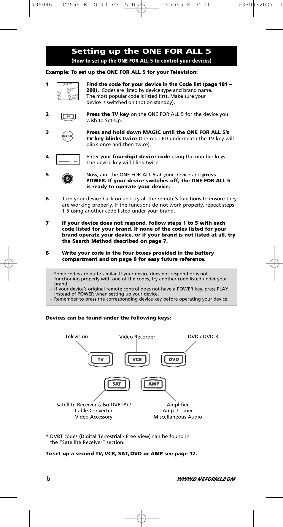 Setting up the one for all 5 | One for All URC-7780 User Manual | Page 7 / 205