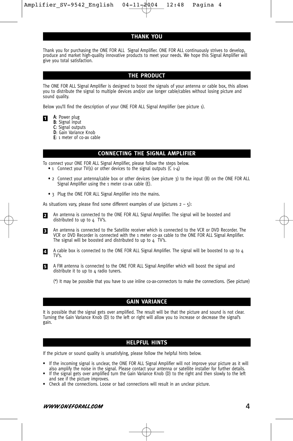 One for All SV-9542 User Manual | Page 3 / 4