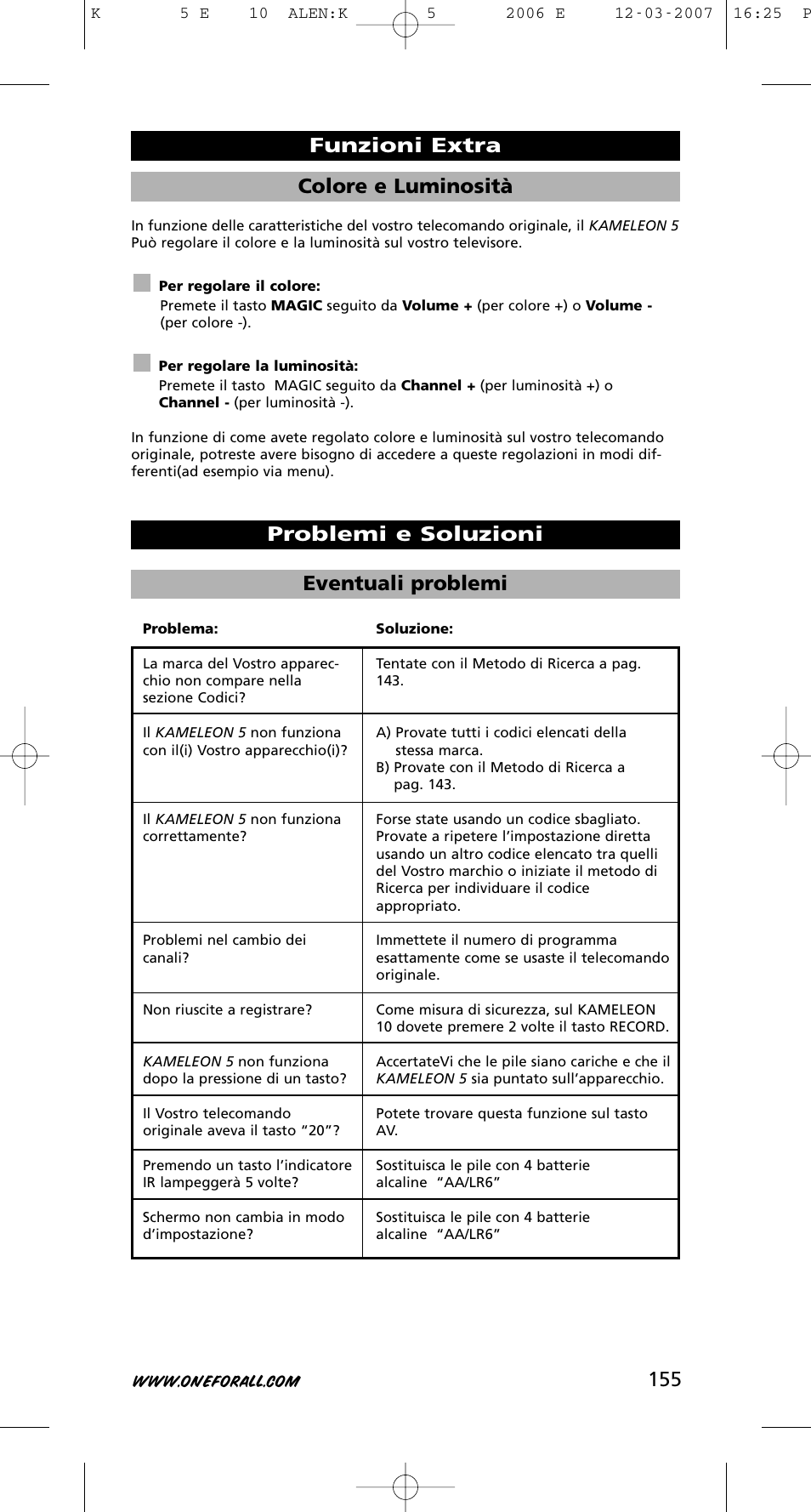 155 colore e luminosità | One for All KAMELEON 5 User Manual | Page 156 / 293