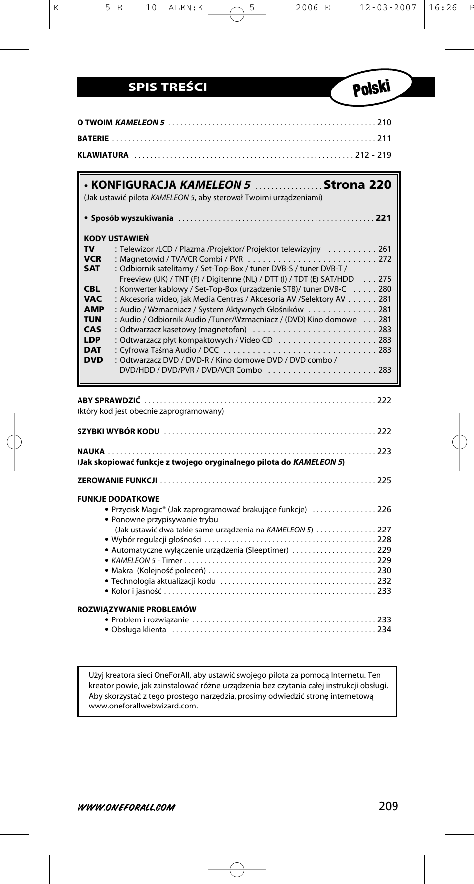 One for All KAMELEON 5 User Manual | Page 210 / 293