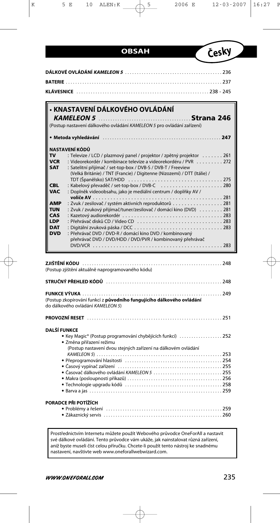 One for All KAMELEON 5 User Manual | Page 236 / 293