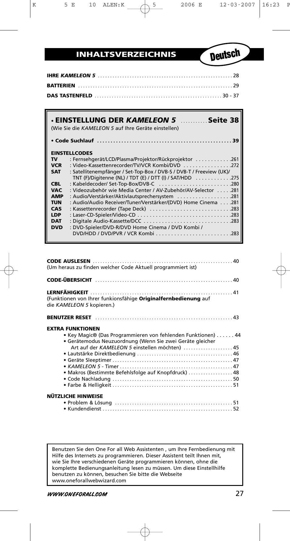 One for All KAMELEON 5 User Manual | Page 28 / 293