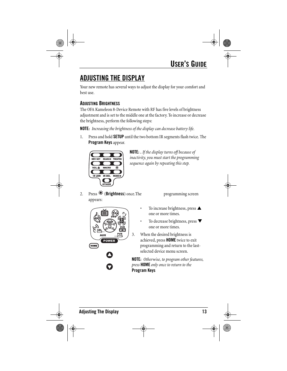 Adjusting the display, Uide | One for All Kameleon URC-9964B00 User Manual | Page 13 / 68