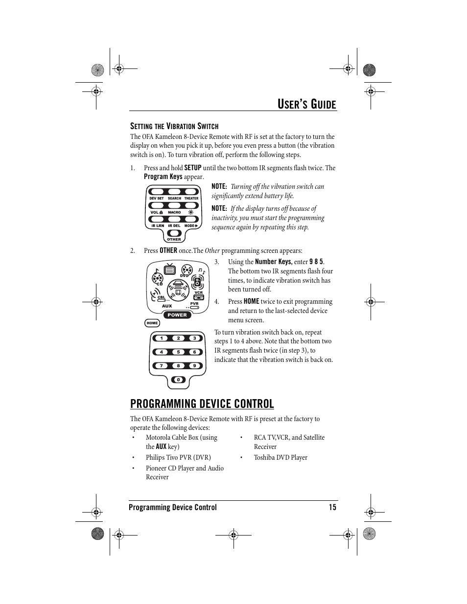 Programming device control, Uide | One for All Kameleon URC-9964B00 User Manual | Page 15 / 68