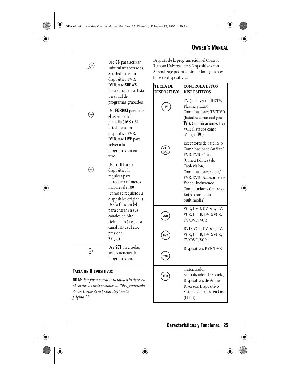 One for All 6-Device Universal Remote User Manual | Page 26 / 42