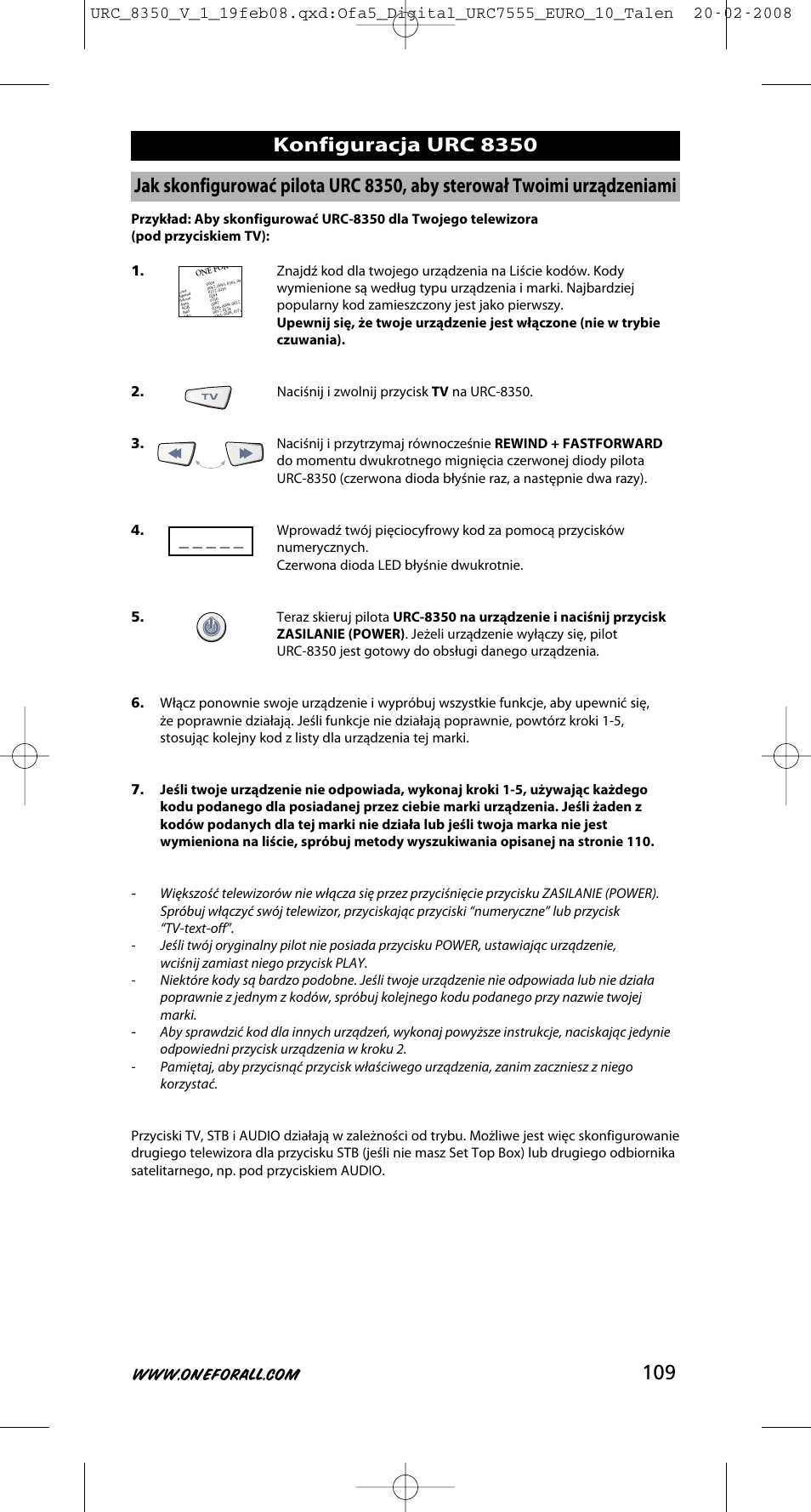 One for All URC-8350 User Manual | Page 110 / 152