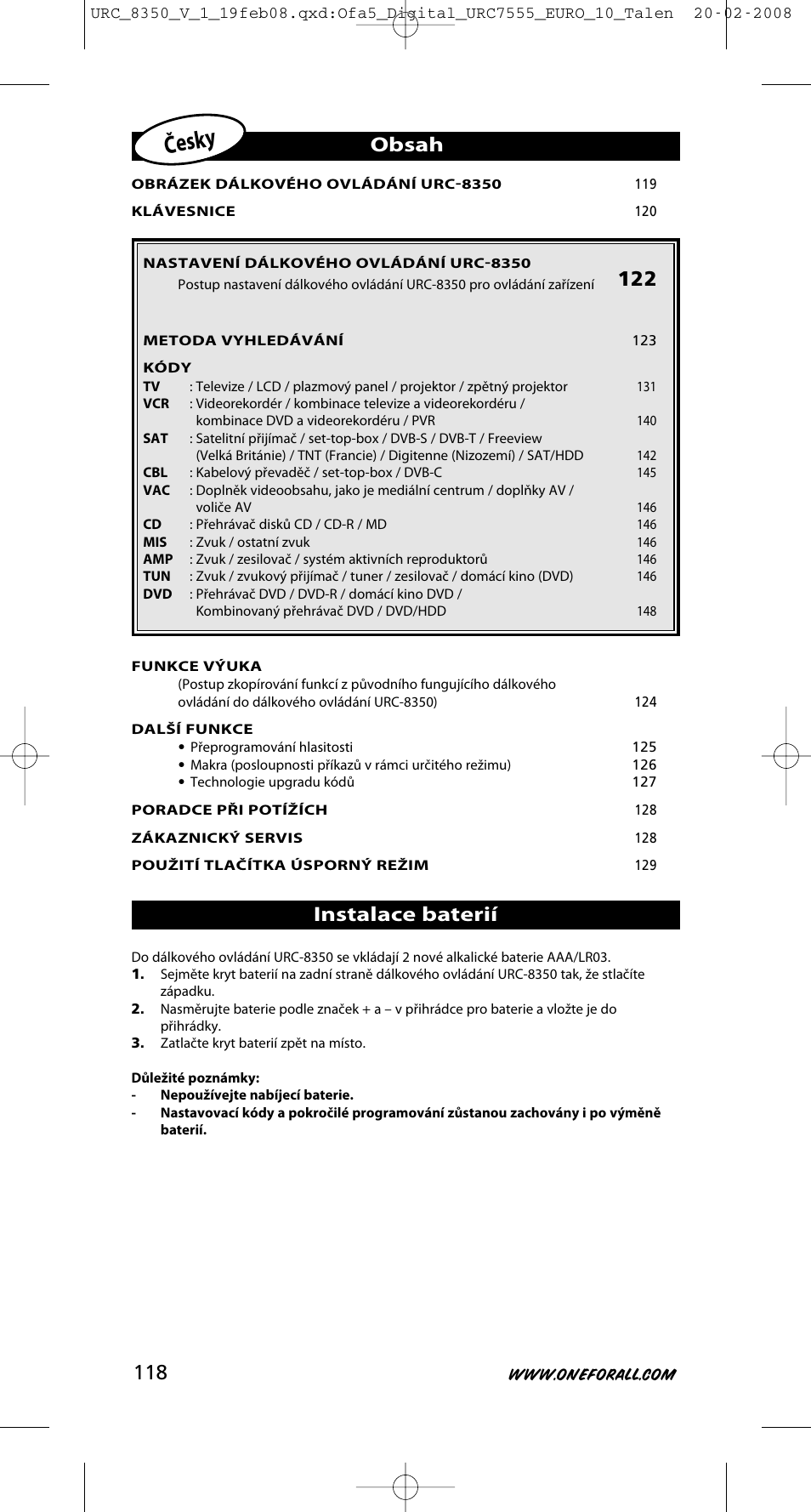 One for All URC-8350 User Manual | Page 119 / 152