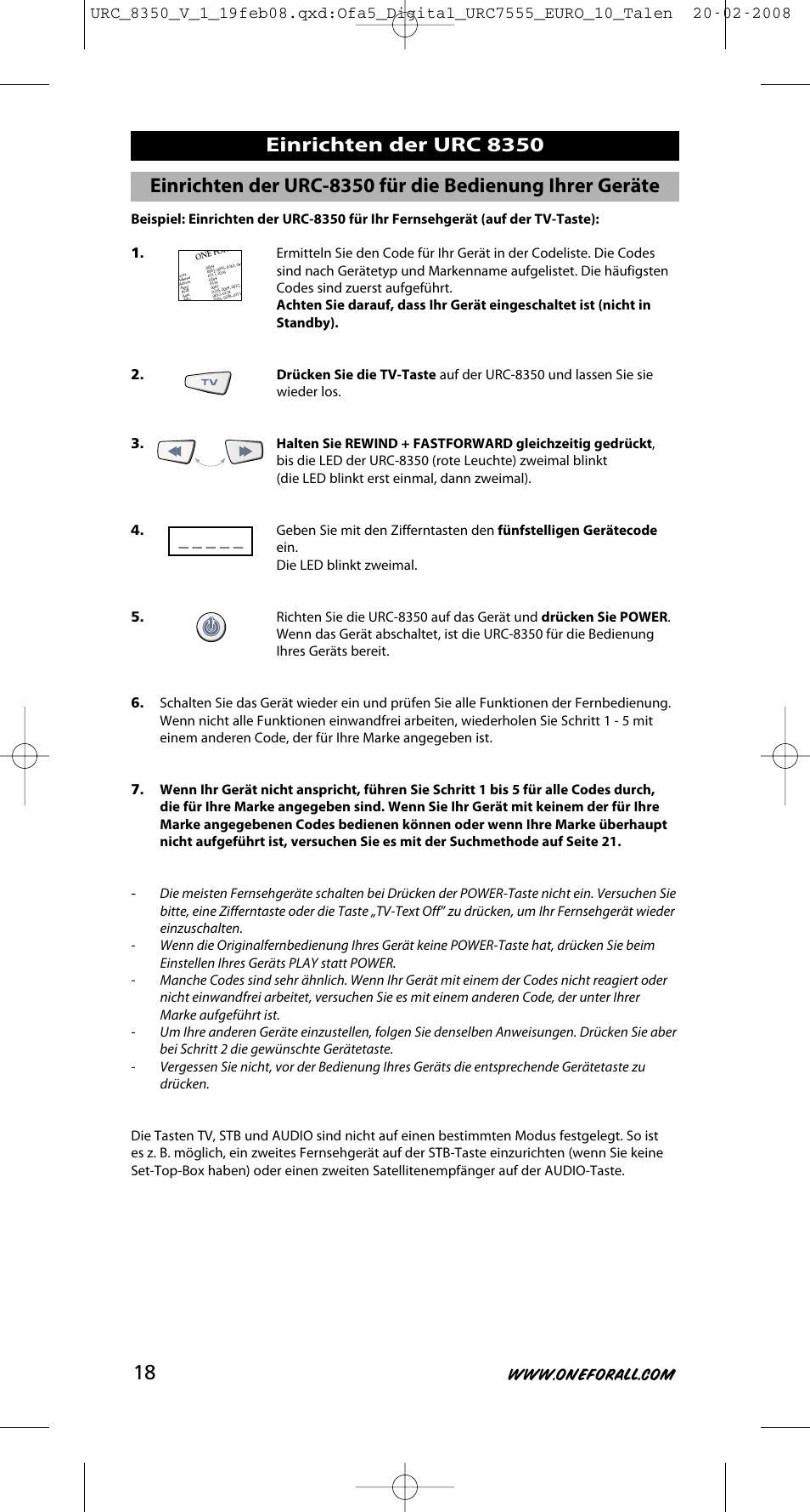 One for All URC-8350 User Manual | Page 19 / 152