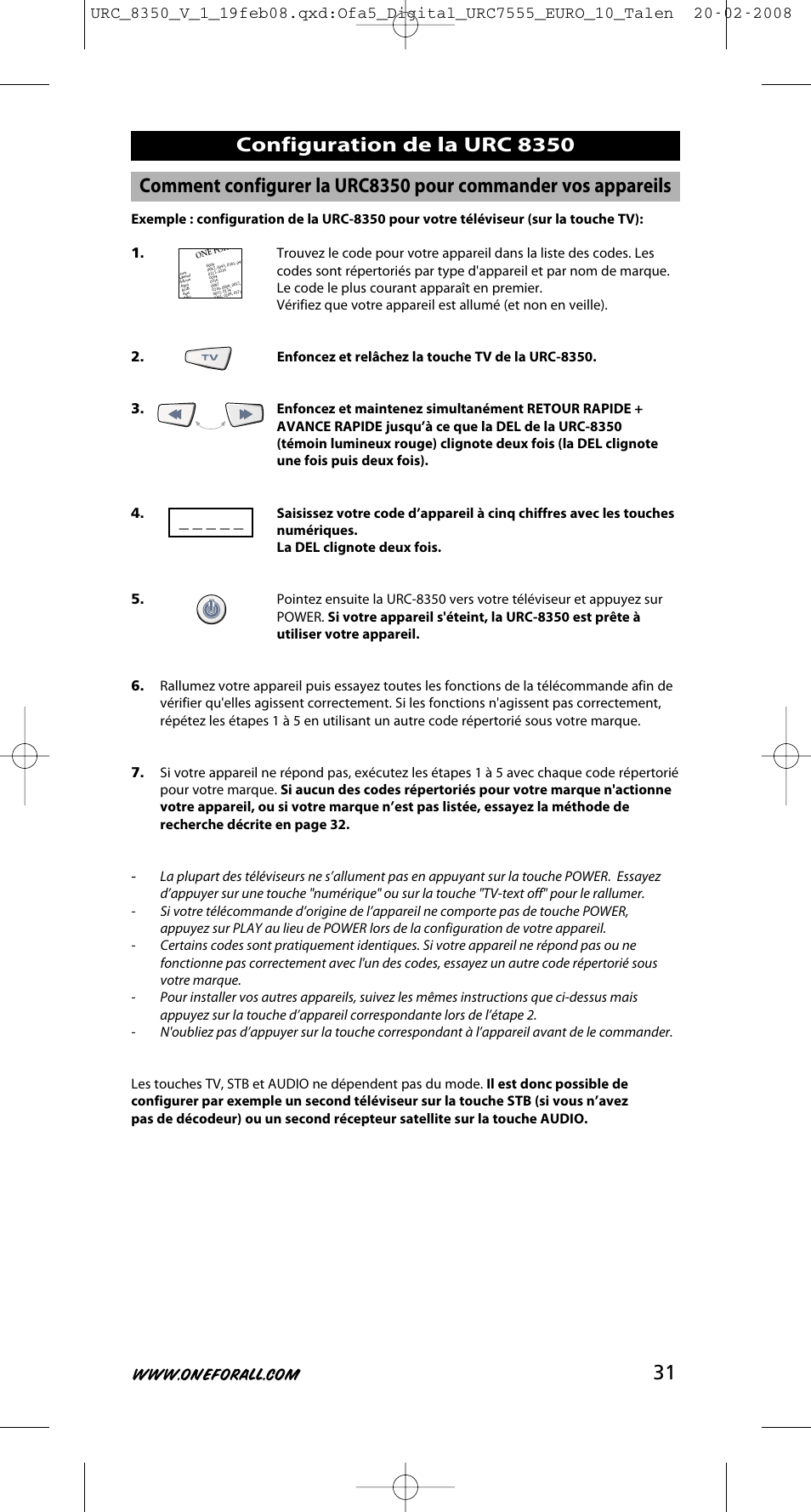 One for All URC-8350 User Manual | Page 32 / 152