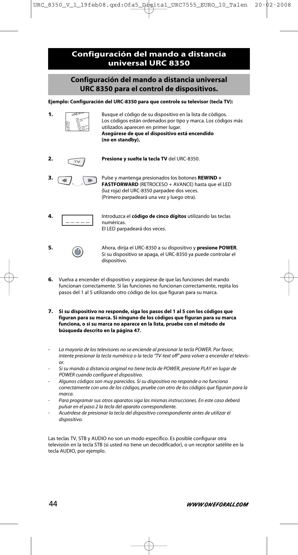 One for All URC-8350 User Manual | Page 45 / 152