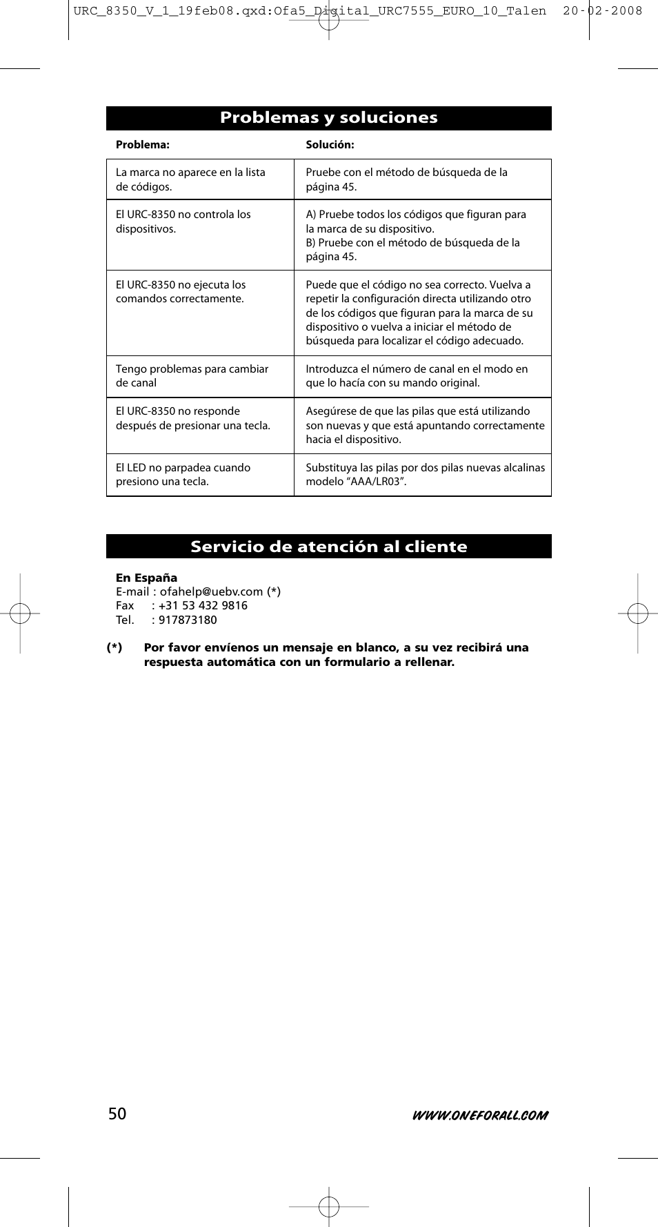 One for All URC-8350 User Manual | Page 51 / 152