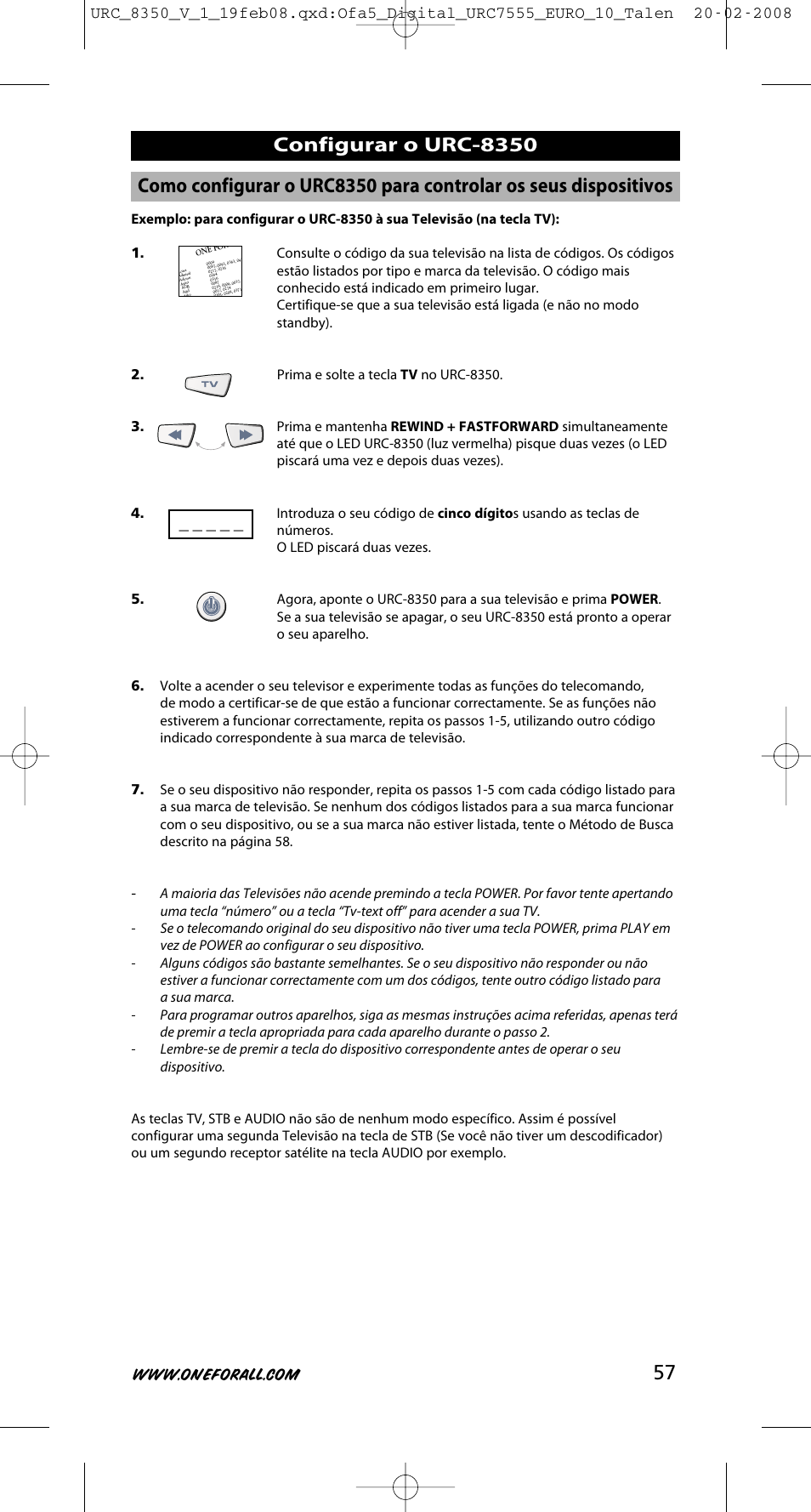 One for All URC-8350 User Manual | Page 58 / 152