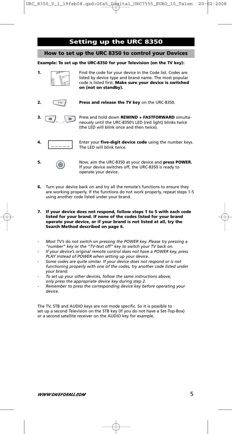 Setting up the urc 8350, How to set up the urc 8350 to control your devices | One for All URC-8350 User Manual | Page 6 / 152