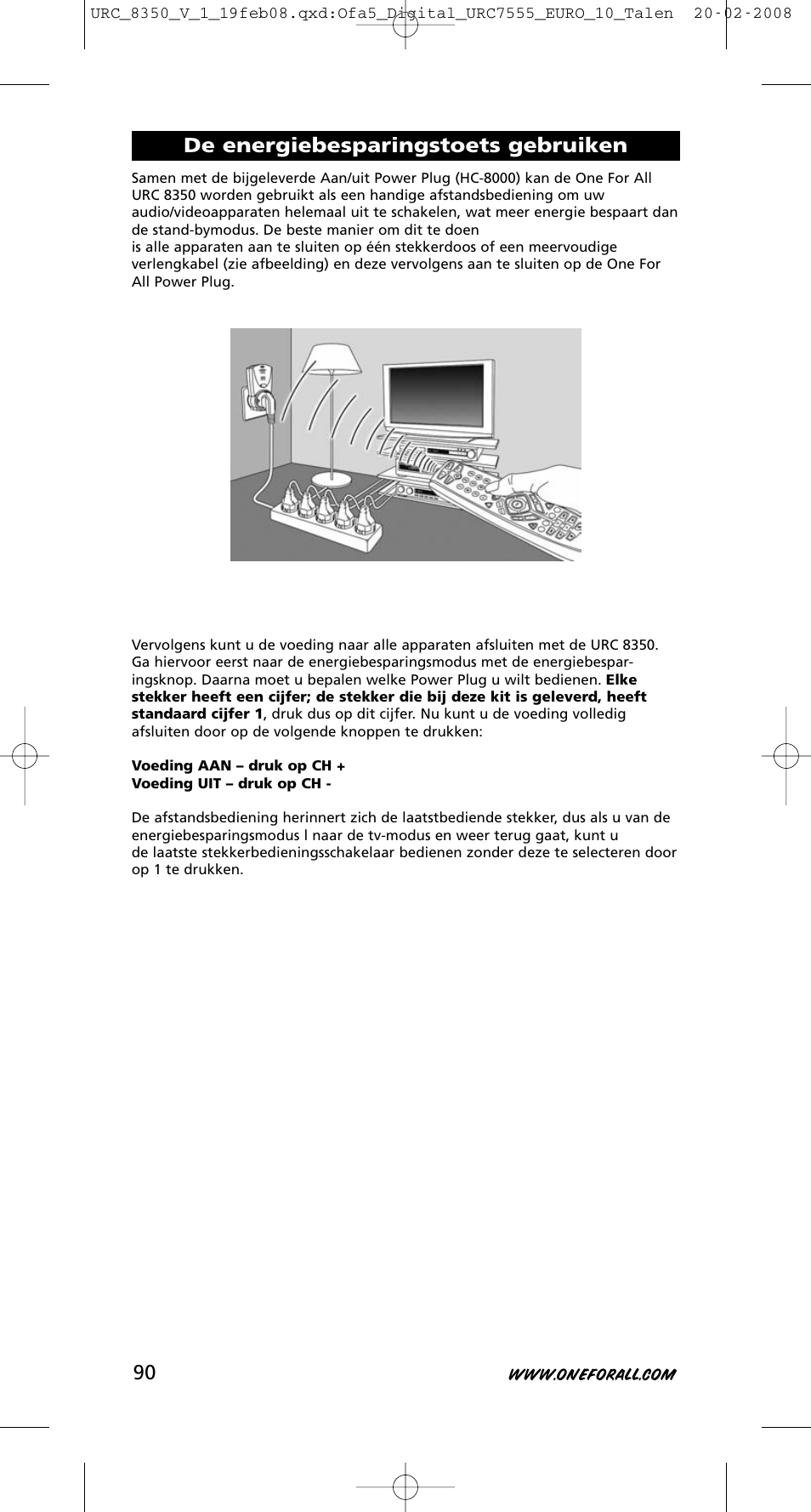 De energiebesparingstoets gebruiken | One for All URC-8350 User Manual | Page 91 / 152