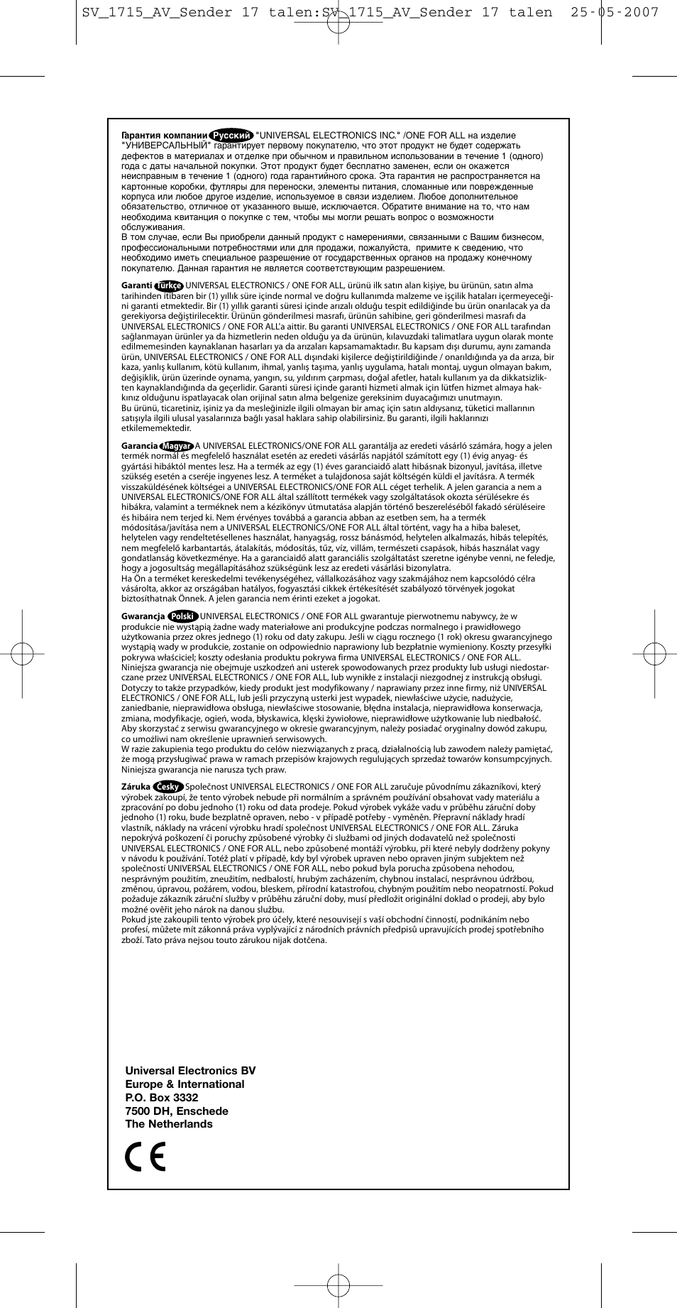 One for All SV-1718 User Manual | Page 108 / 110