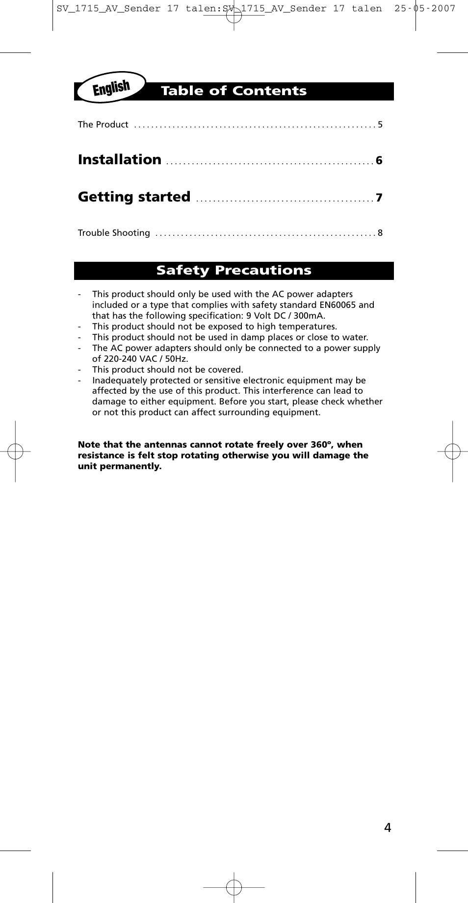 One for All SV-1718 User Manual | Page 4 / 110