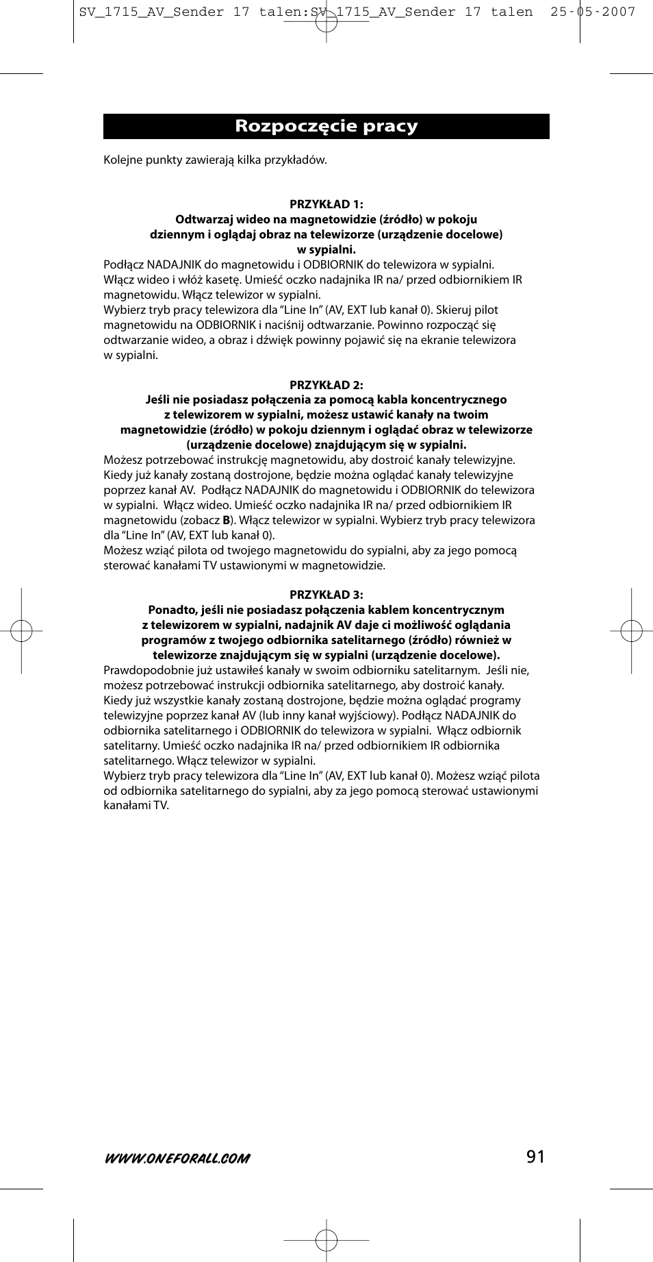 Rozpoczęcie pracy | One for All SV-1718 User Manual | Page 91 / 110
