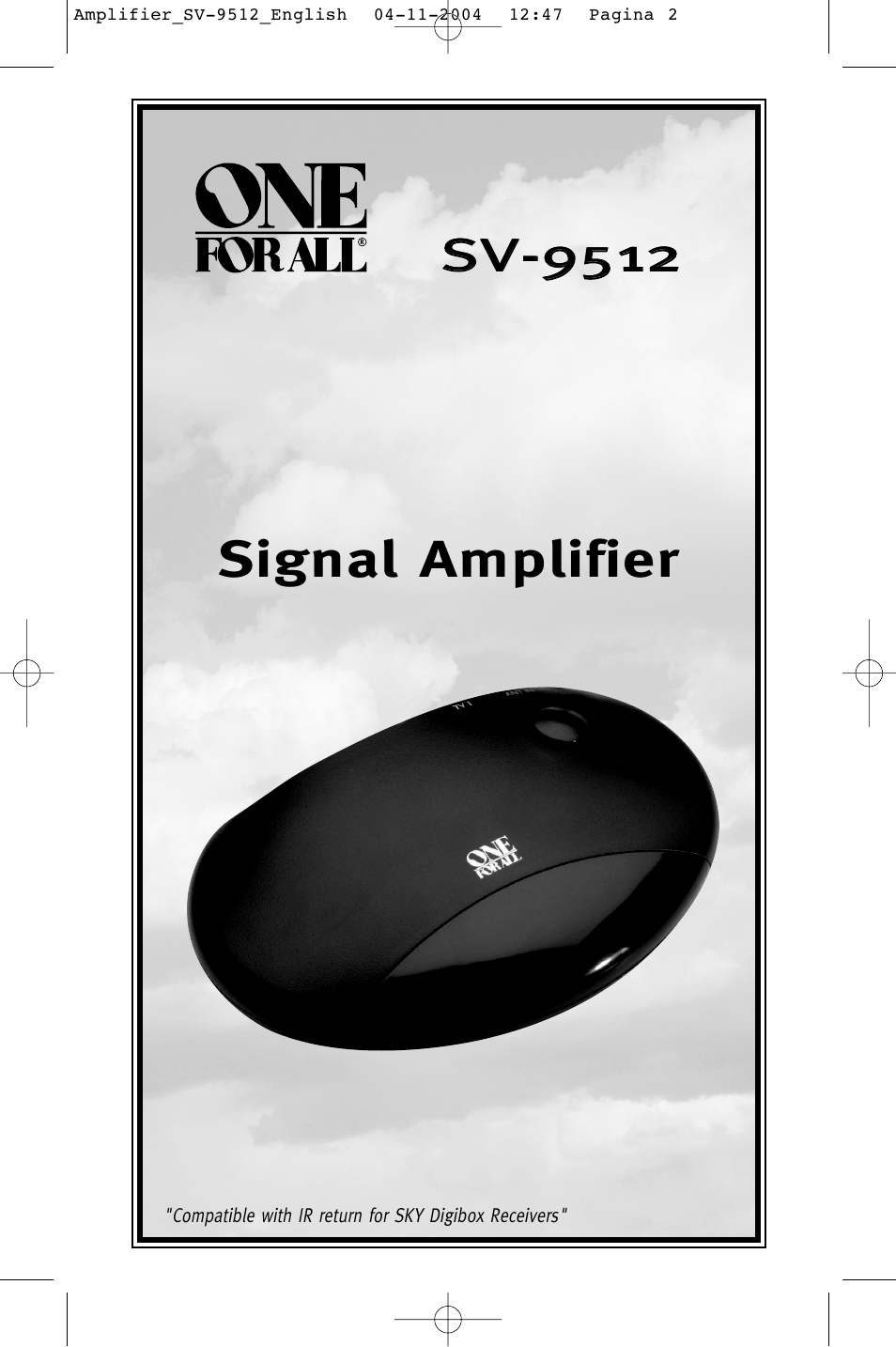 One for All SV-9512 User Manual | 4 pages