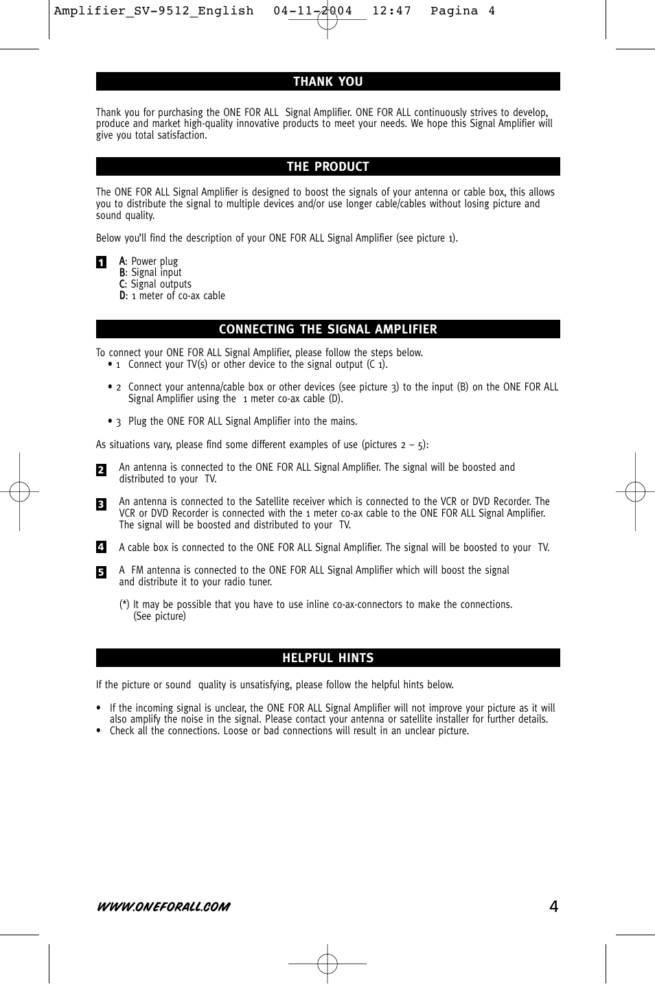 One for All SV-9512 User Manual | Page 3 / 4