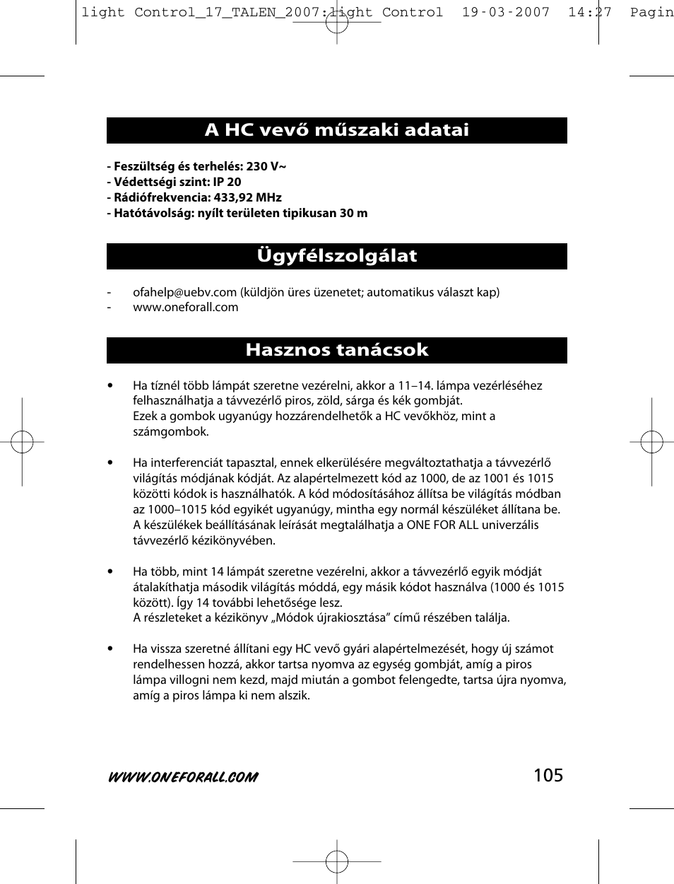 One for All HC-8000 User Manual | Page 105 / 114