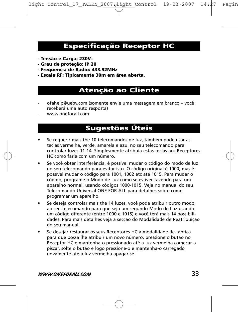 One for All HC-8000 User Manual | Page 33 / 114