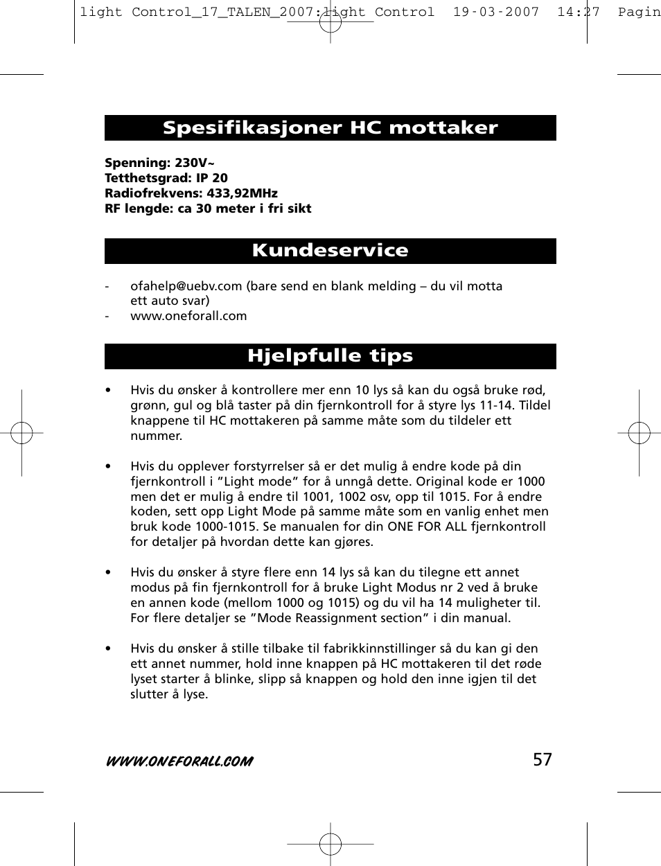 One for All HC-8000 User Manual | Page 57 / 114