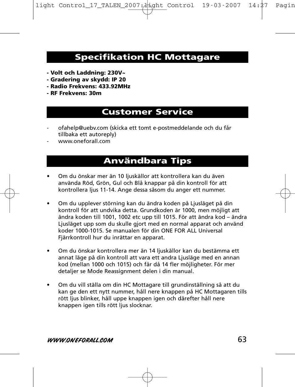 One for All HC-8000 User Manual | Page 63 / 114