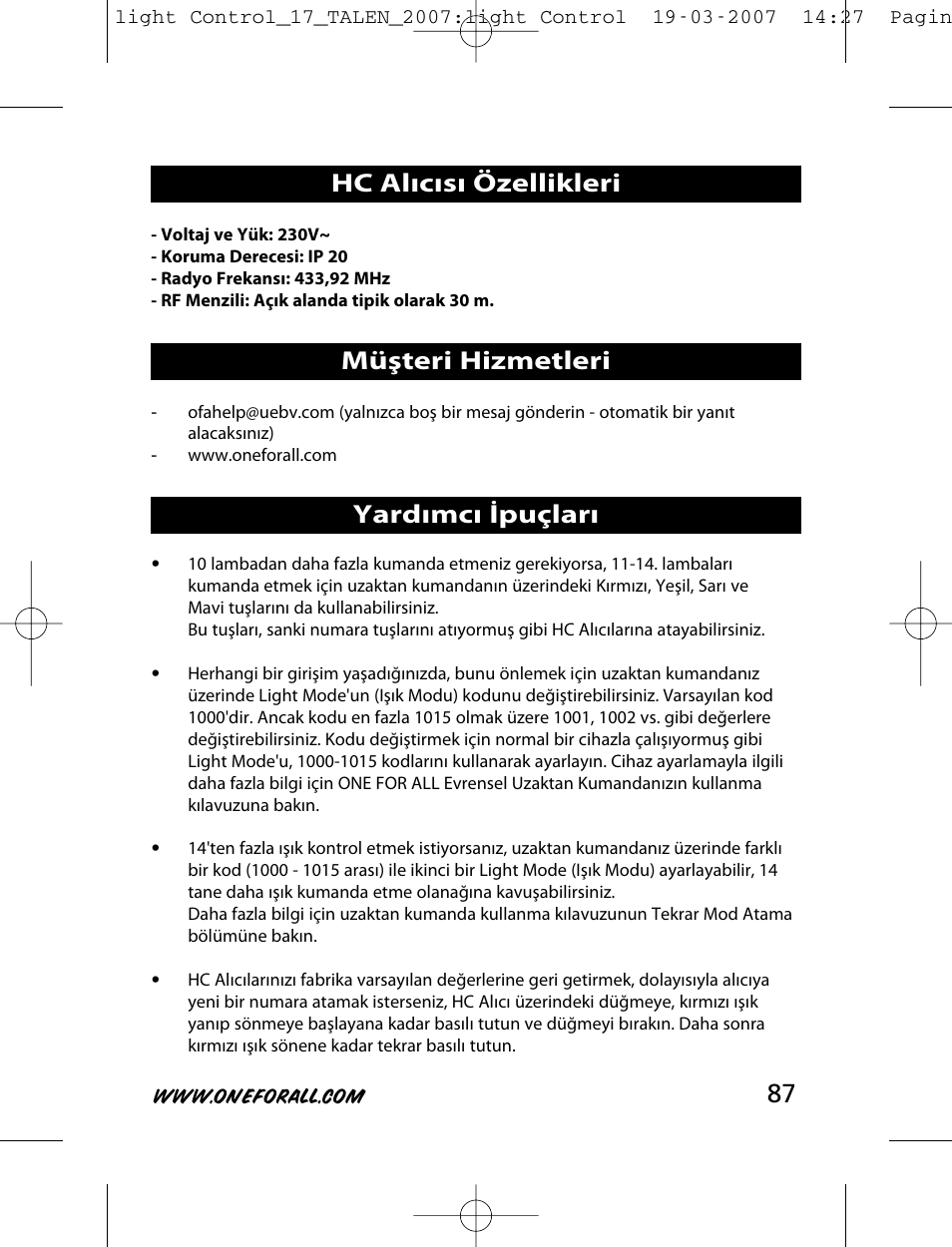 One for All HC-8000 User Manual | Page 87 / 114