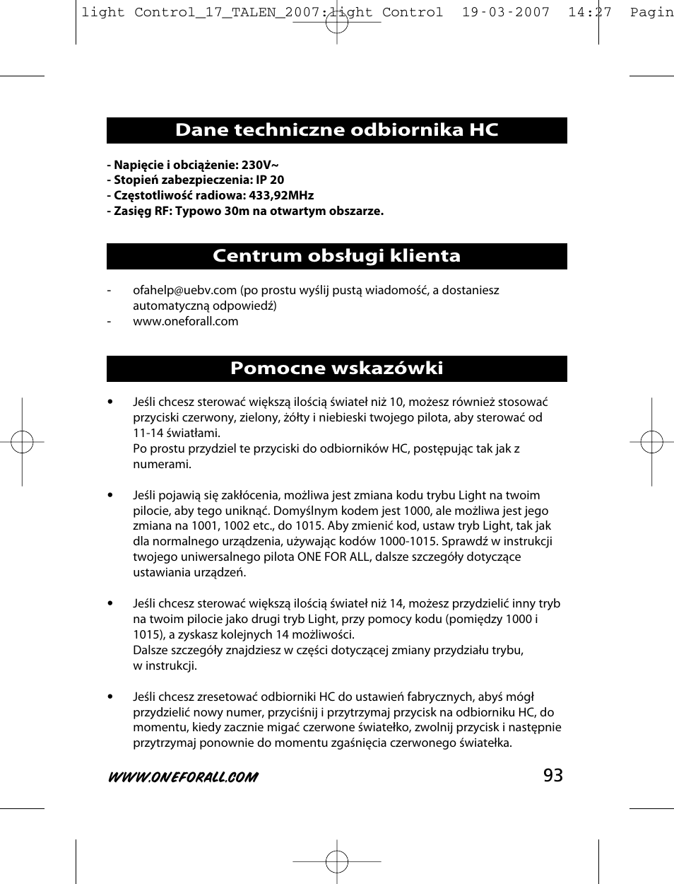 One for All HC-8000 User Manual | Page 93 / 114