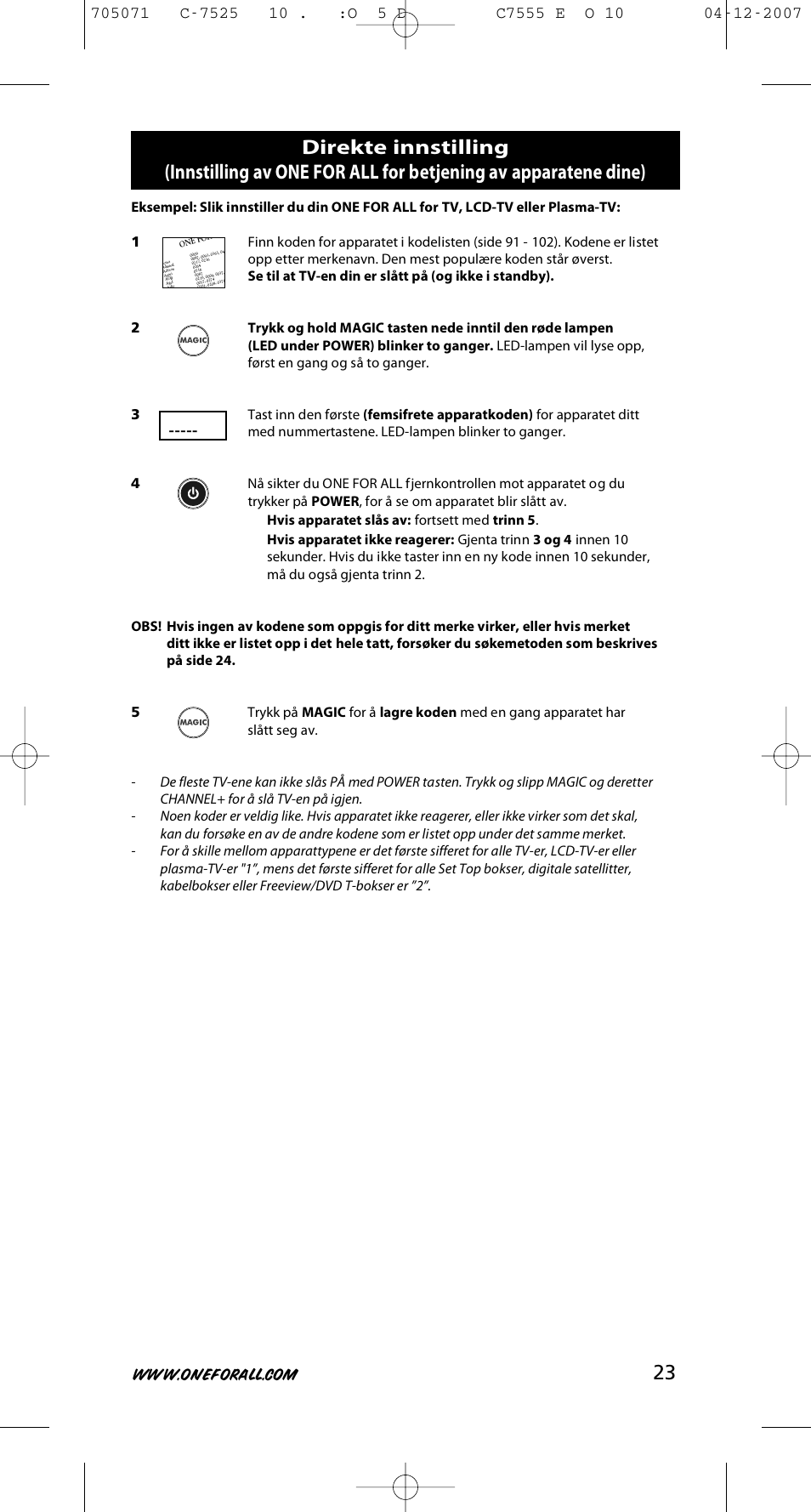 One for All URC-7525 User Manual | Page 24 / 107