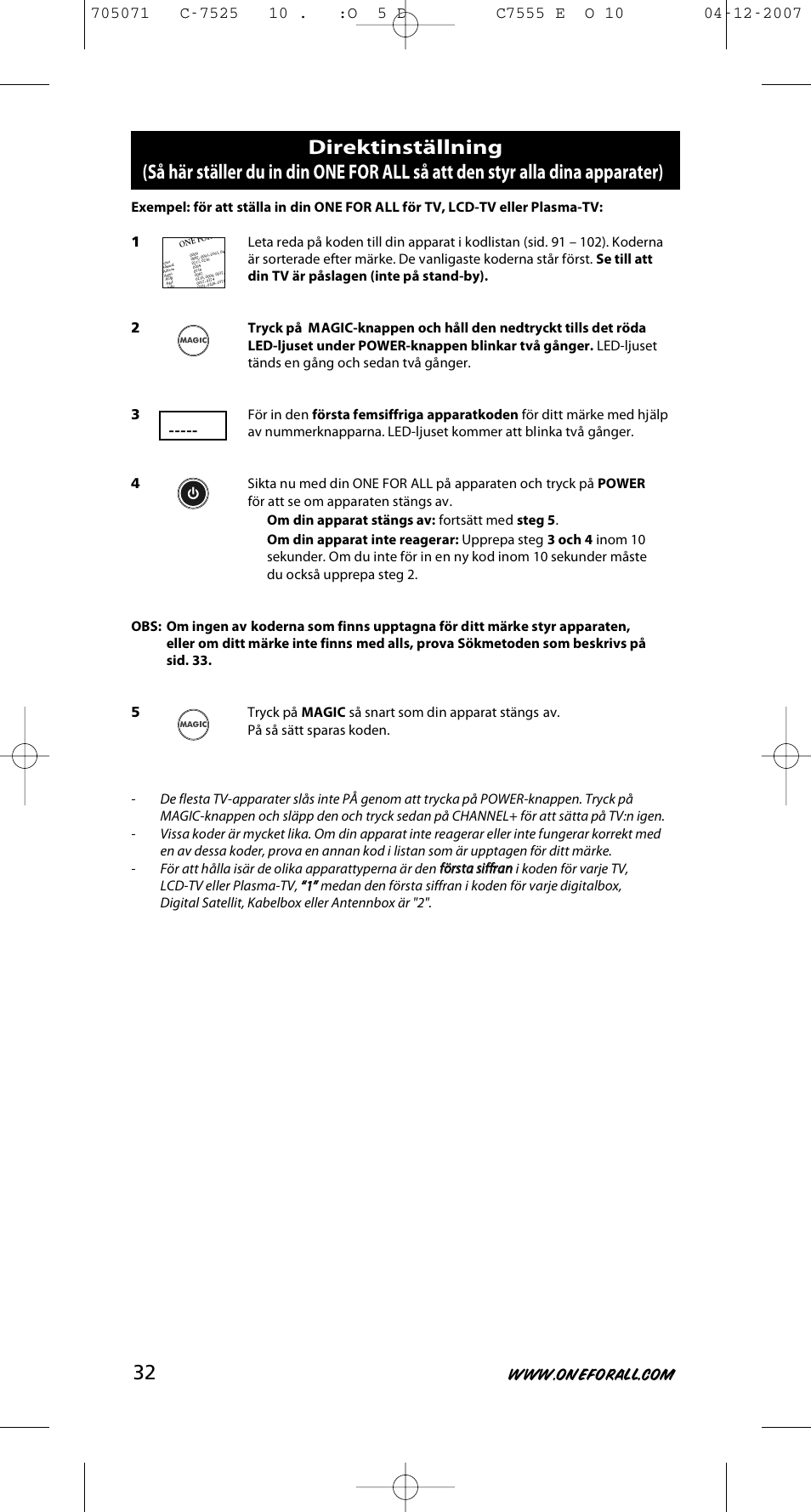 One for All URC-7525 User Manual | Page 33 / 107