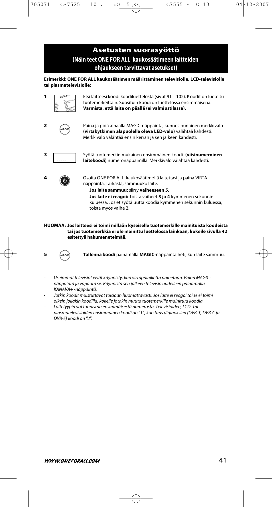 One for All URC-7525 User Manual | Page 42 / 107