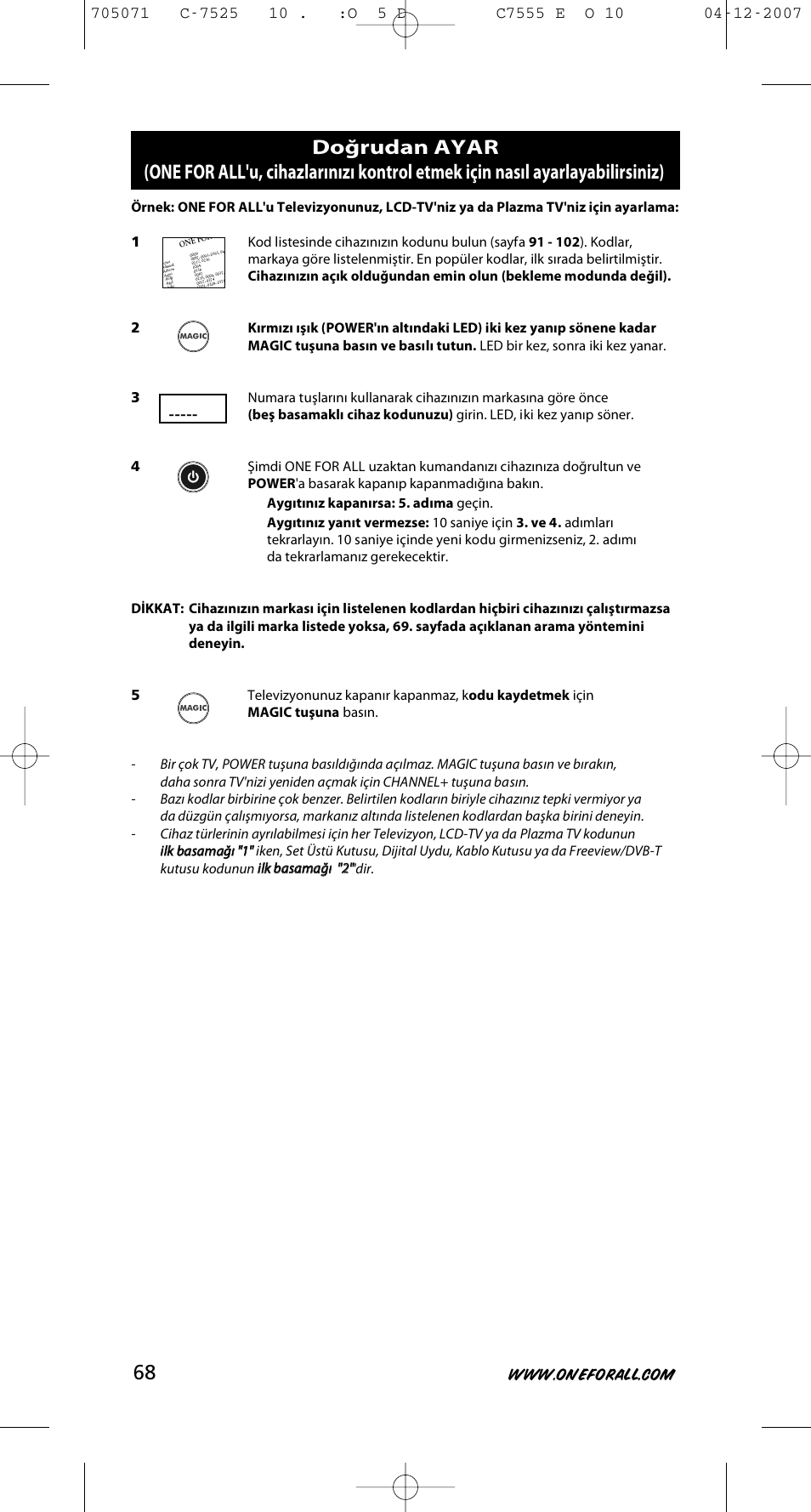 One for All URC-7525 User Manual | Page 69 / 107