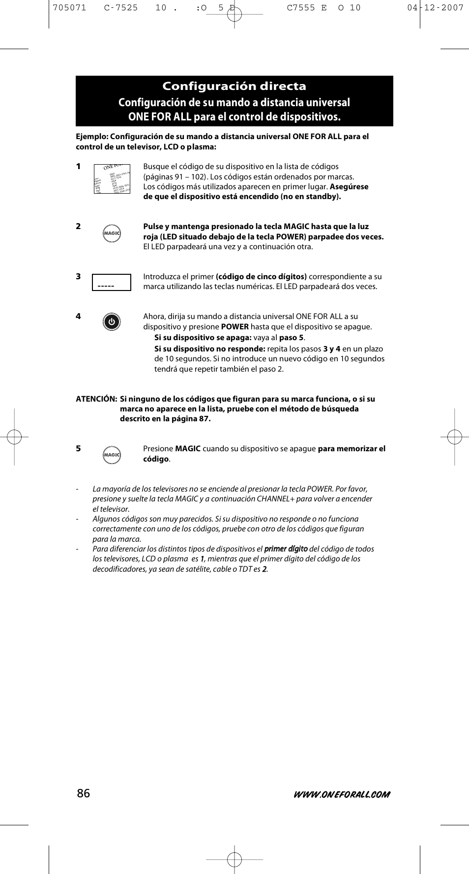 One for All URC-7525 User Manual | Page 87 / 107