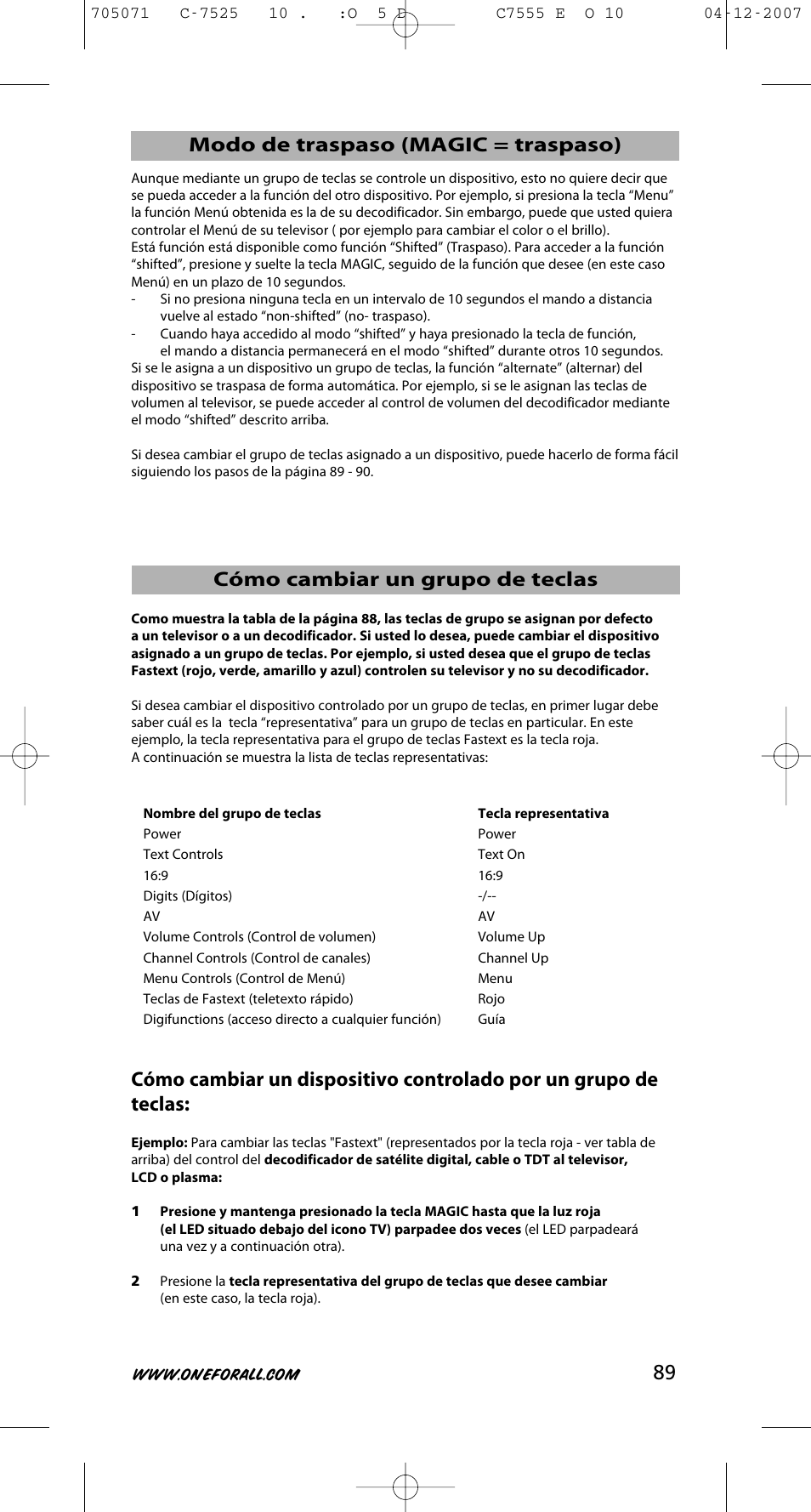 One for All URC-7525 User Manual | Page 90 / 107