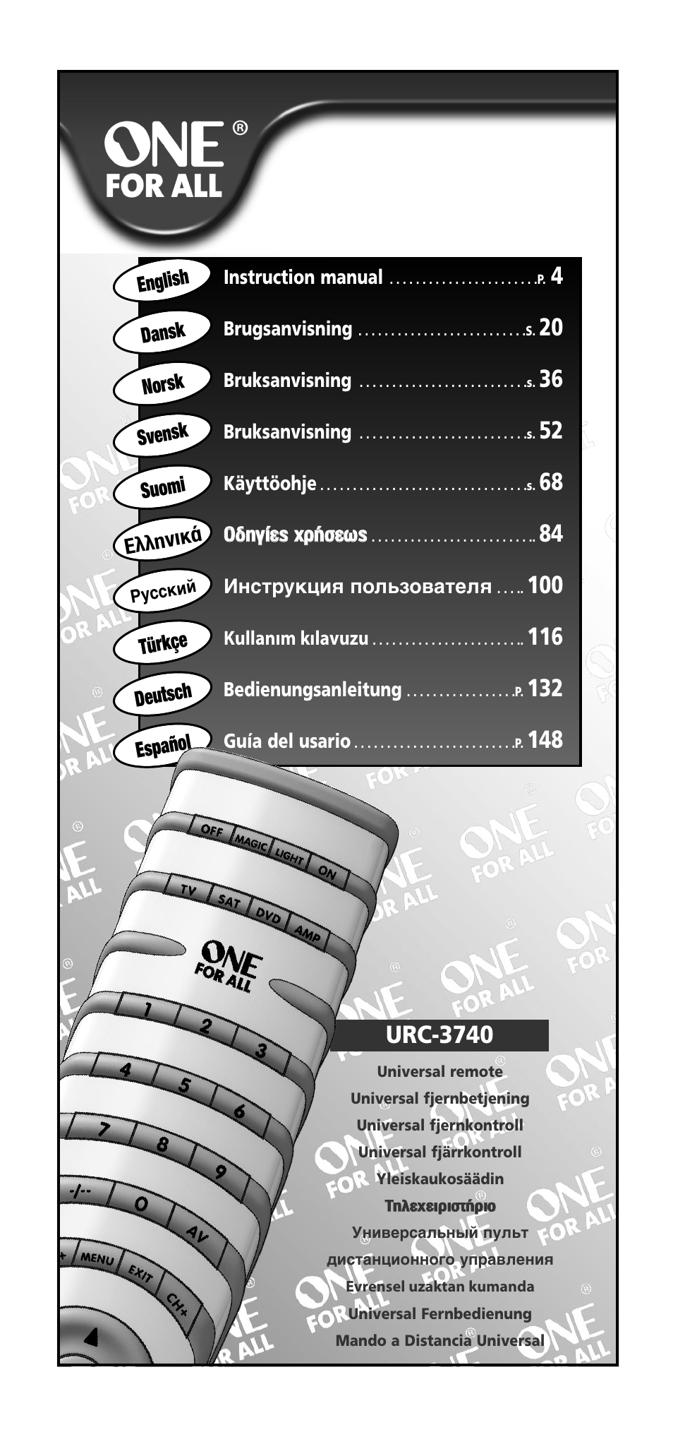 One for All URC-3740 User Manual | 186 pages