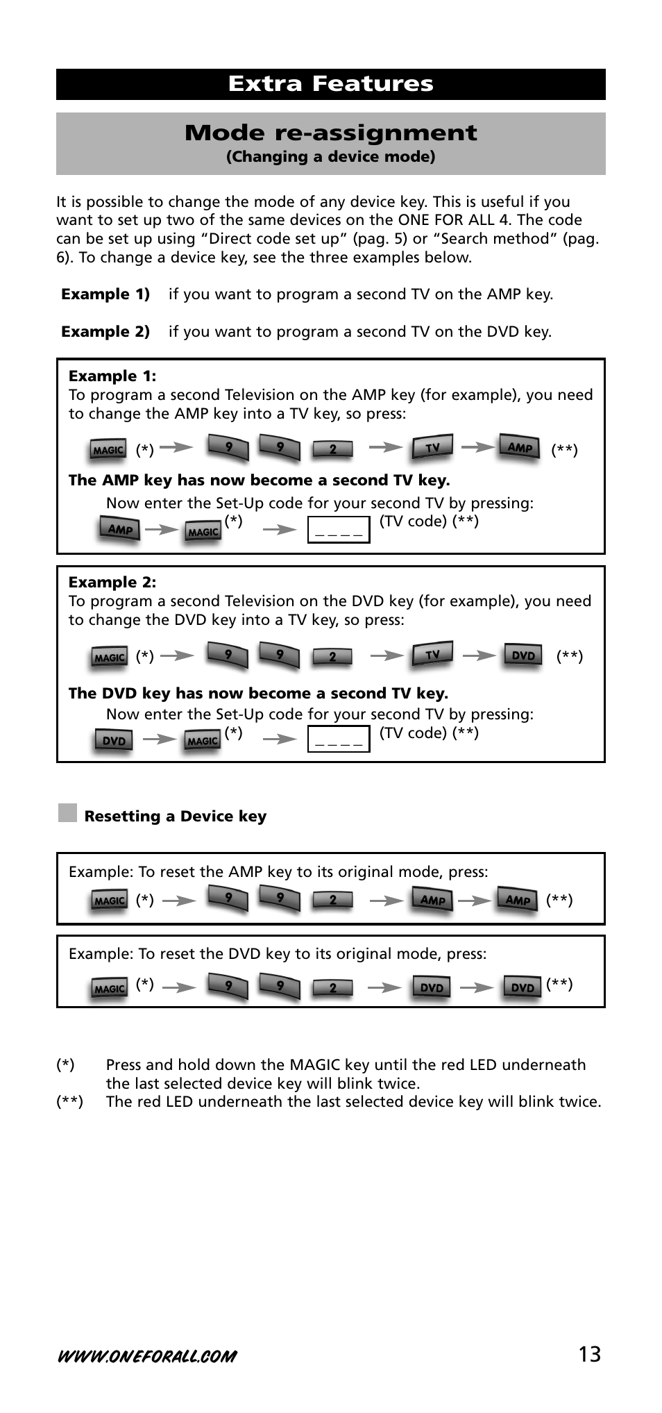 Extra features mode re-assignment | One for All URC-3740 User Manual | Page 13 / 186