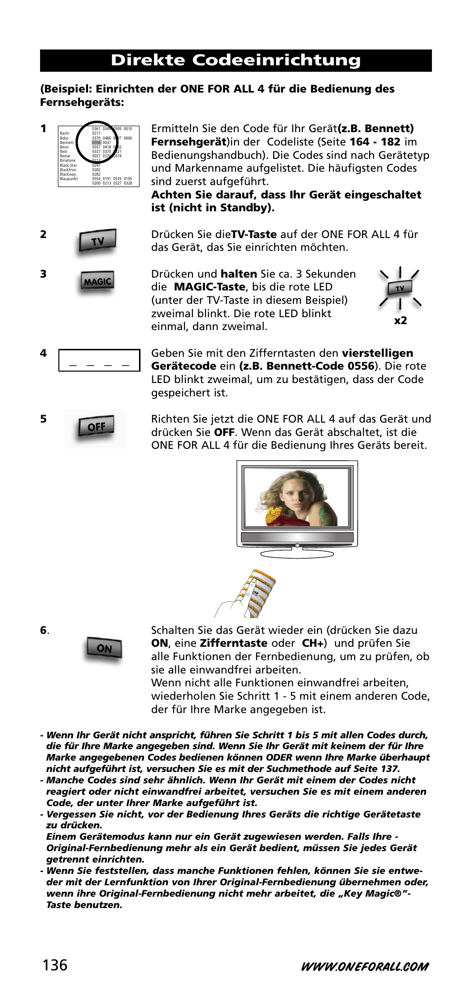 Direkte codeeinrichtung | One for All URC-3740 User Manual | Page 136 / 186