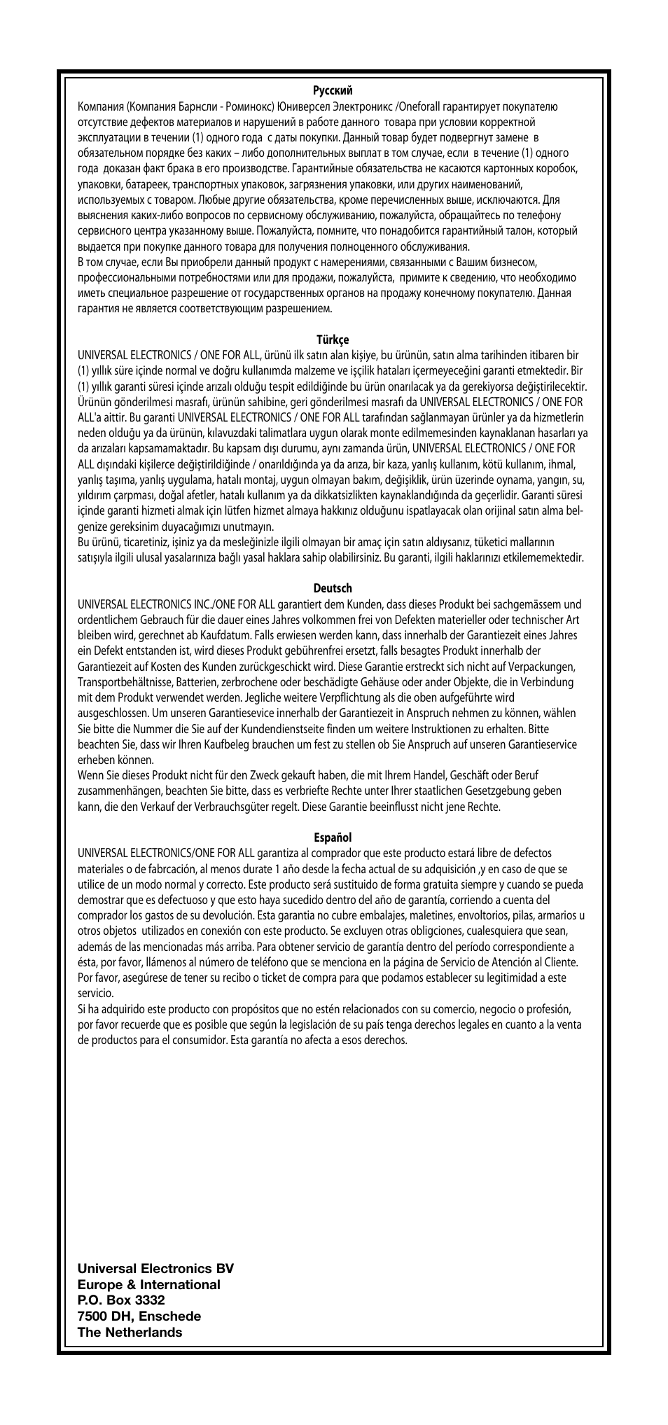 One for All URC-3740 User Manual | Page 185 / 186