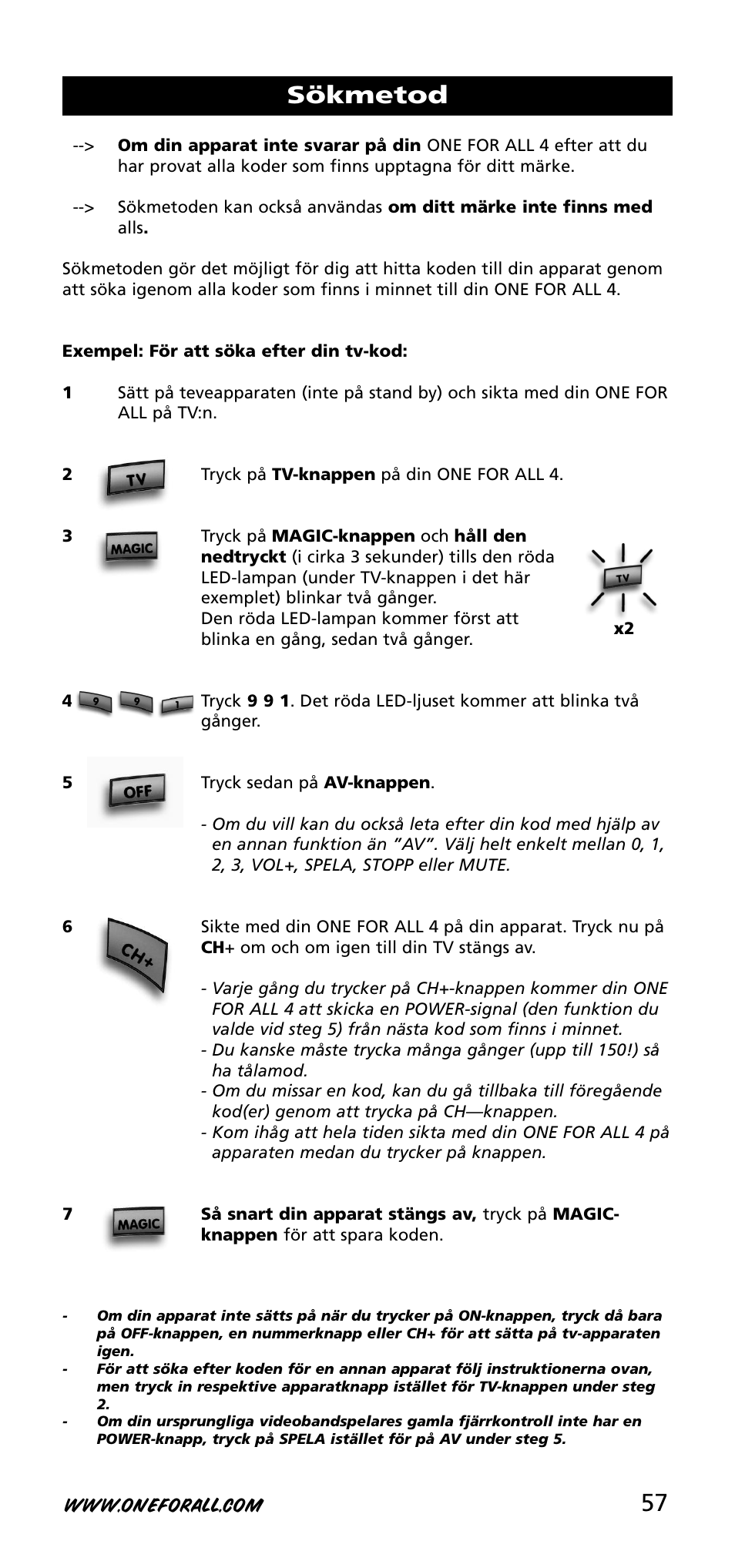 Sökmetod | One for All URC-3740 User Manual | Page 57 / 186