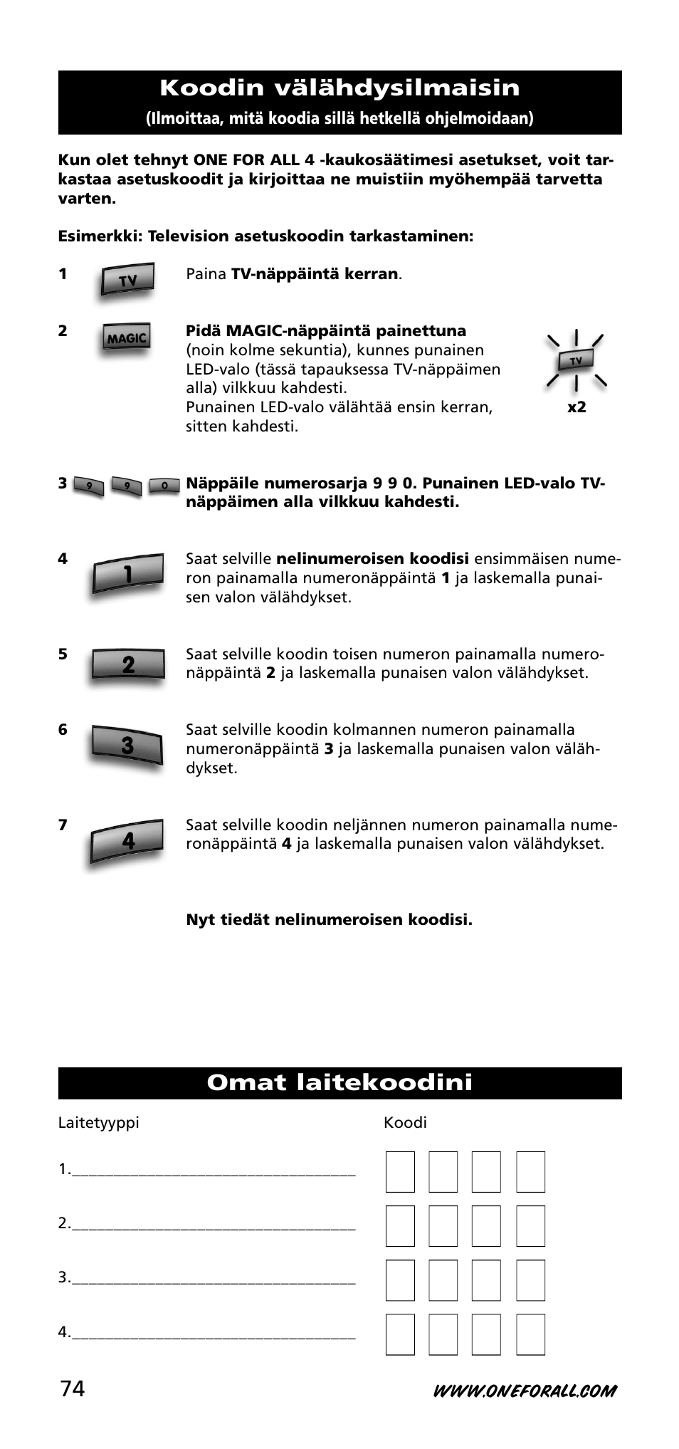 One for All URC-3740 User Manual | Page 74 / 186