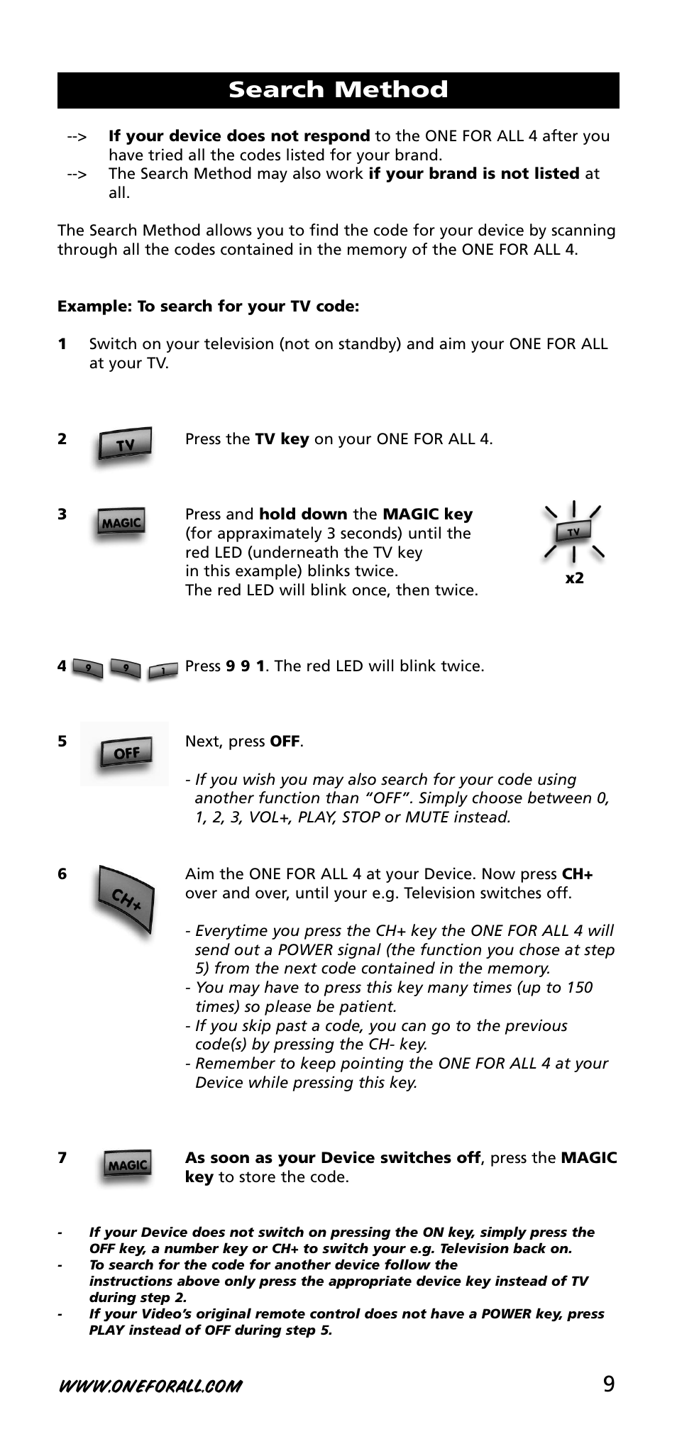 Search method | One for All URC-3740 User Manual | Page 9 / 186