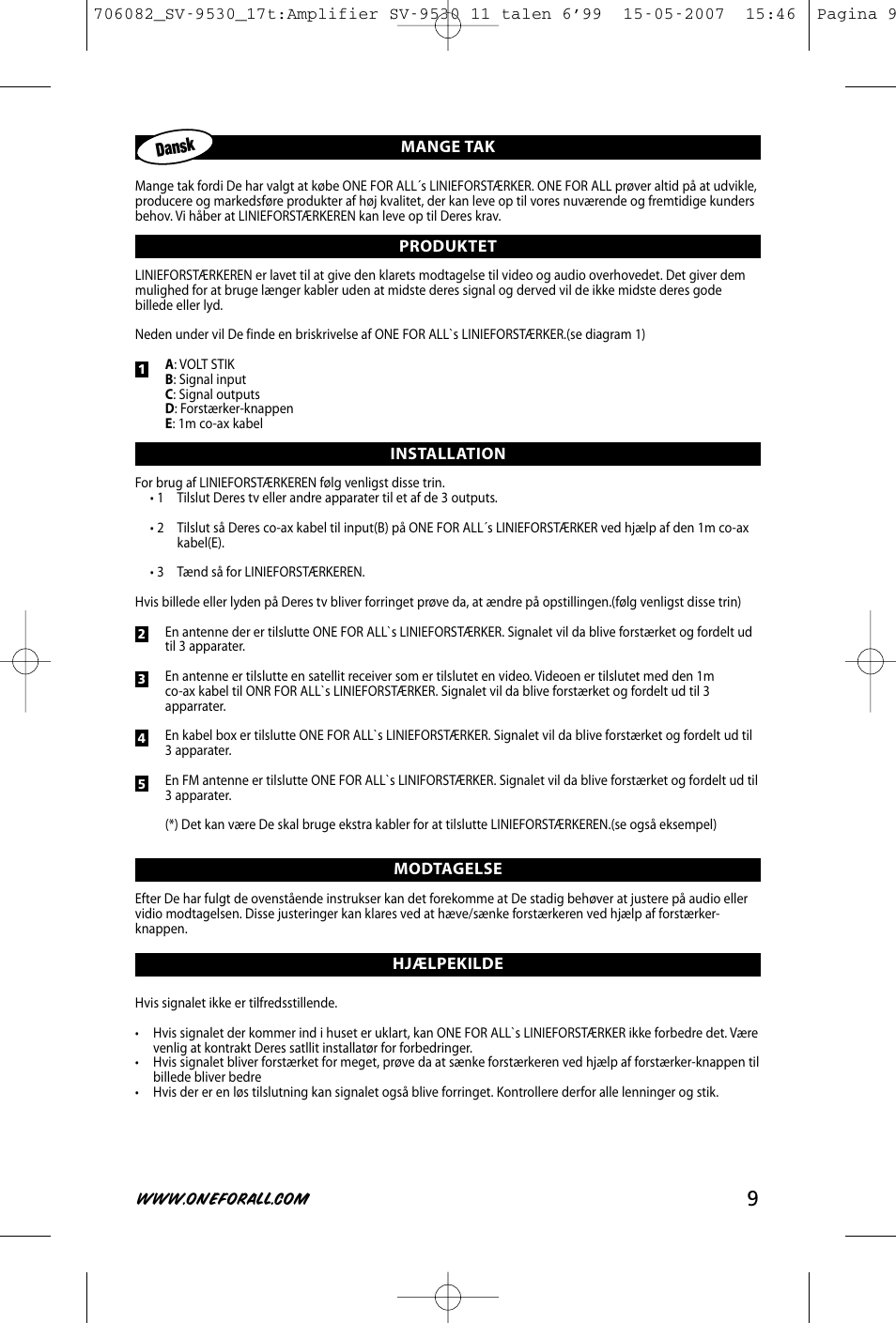 Dansk | One for All SV-9530 User Manual | Page 11 / 26