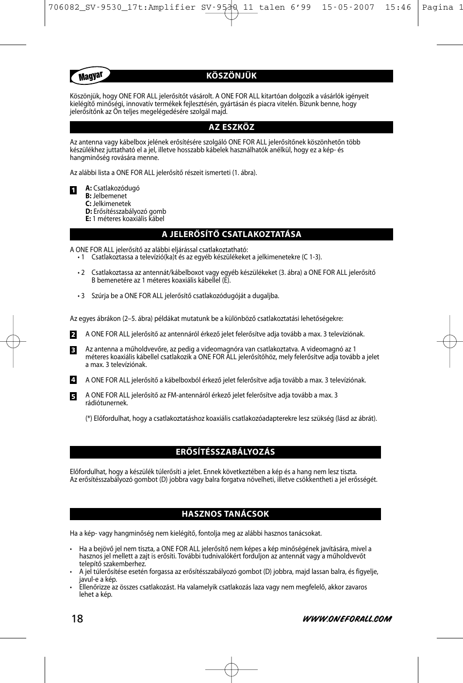 One for All SV-9530 User Manual | Page 20 / 26